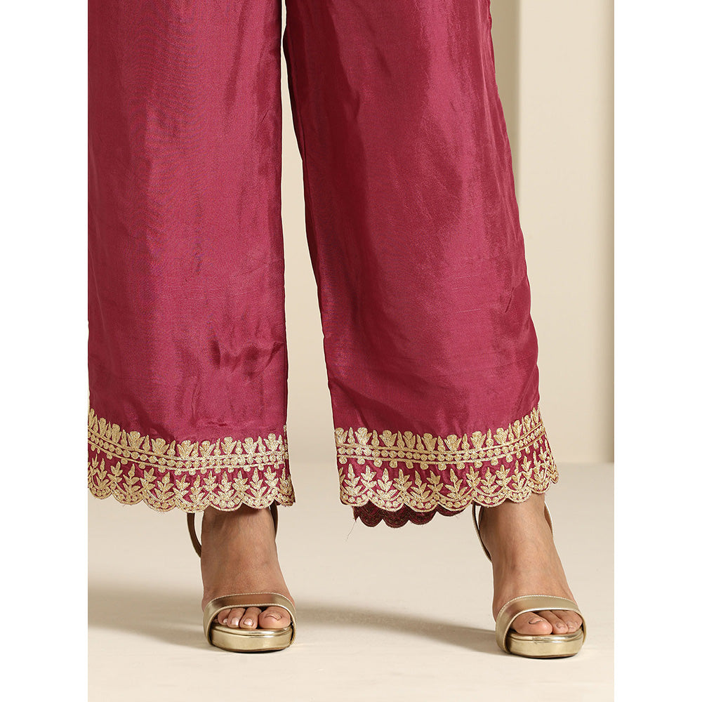 WAZIR C Gul Pink Mauve Shade Kurta with Pant & Dupatta (Set of 3)