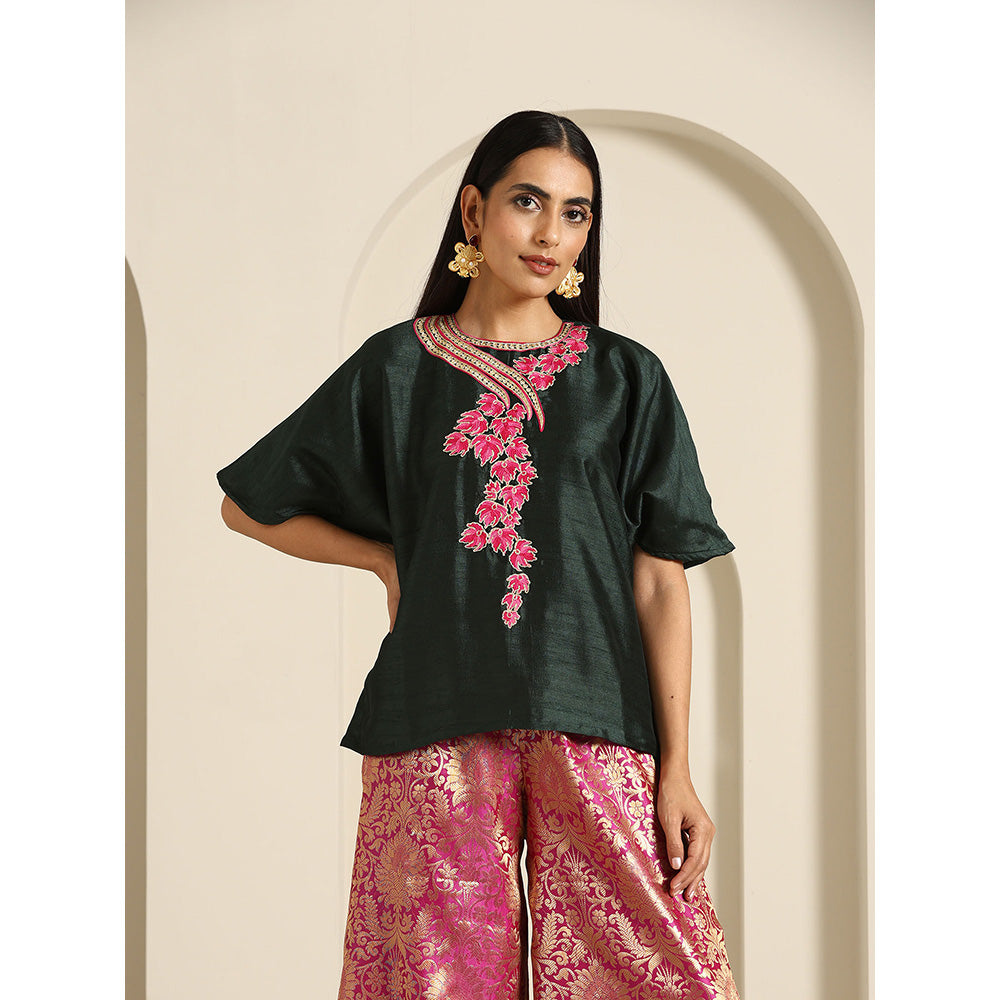 WAZIR C Gul Brocade Top with Pant (Set of 2)