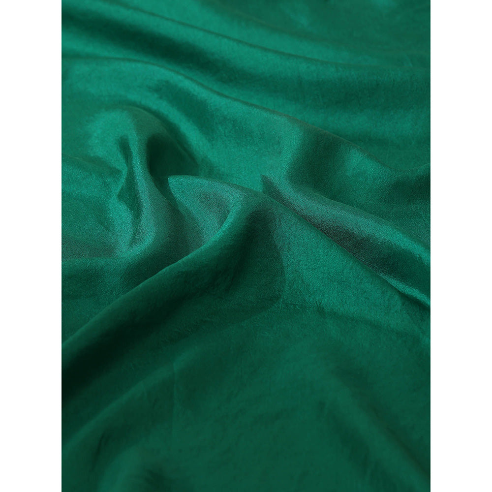 WeaverStory Green Pure Silk Saree with Unstitched Blouse