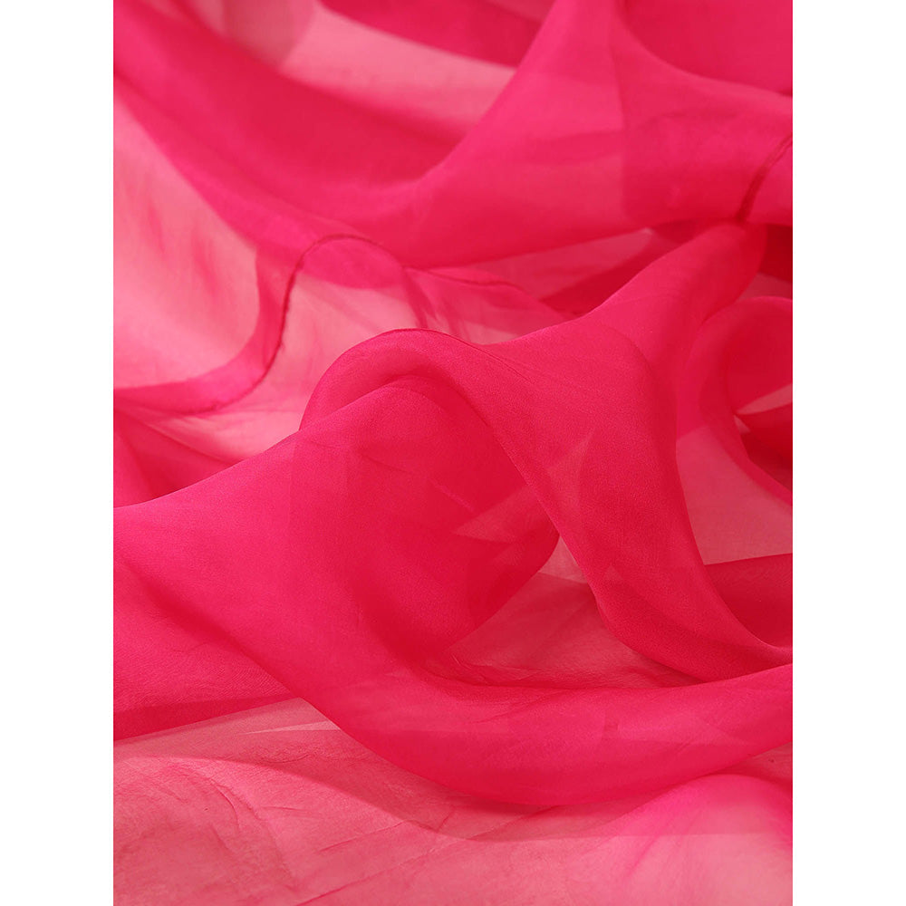 WeaverStory Magenta Pure Organza Saree with Unstitched Blouse