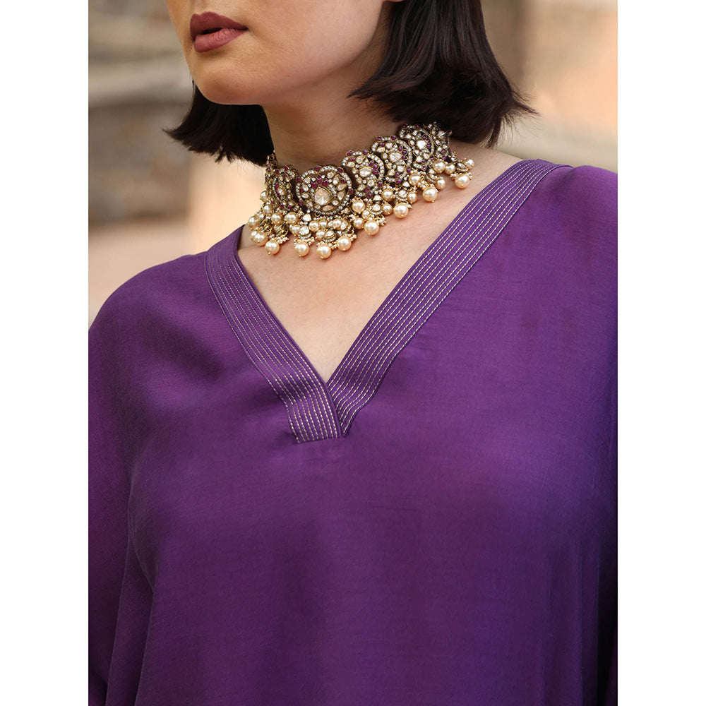 WeaverStory Purple Handloom Kaftan Dress