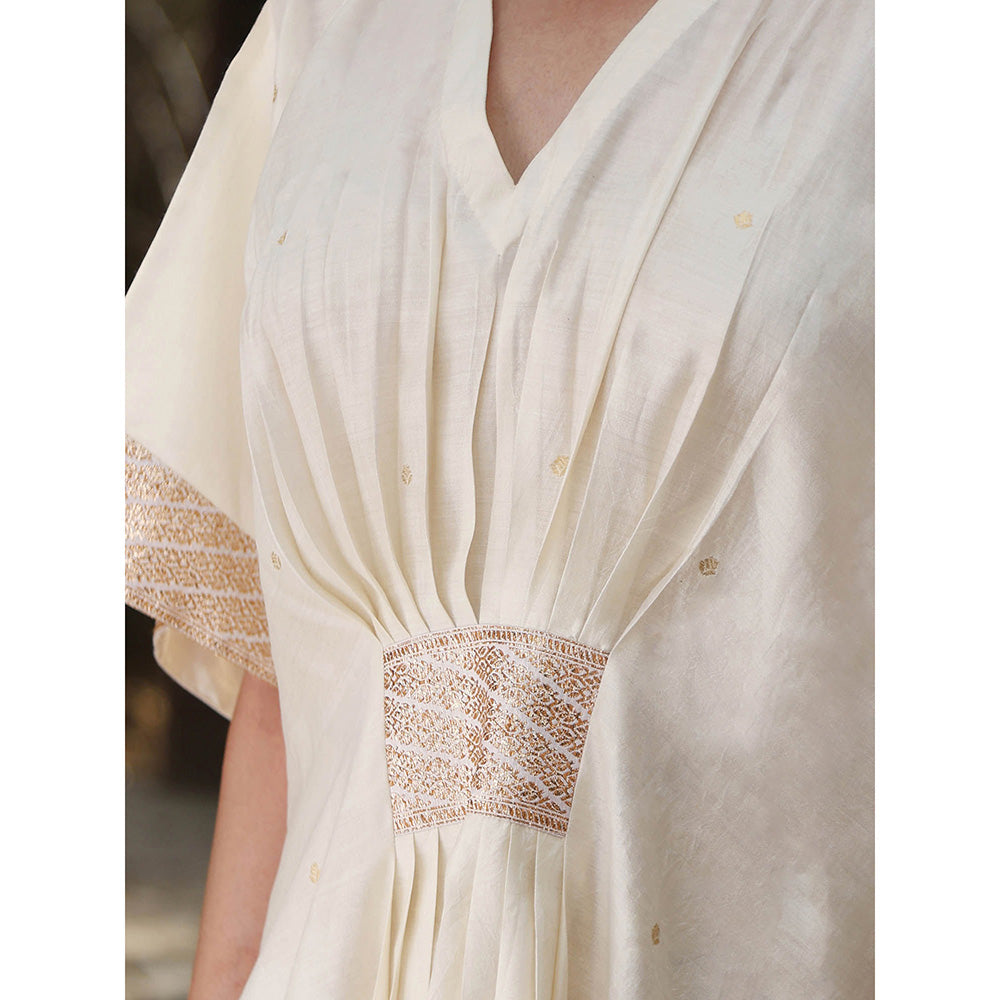 WeaverStory Ivory Handloom Kaftan Dress