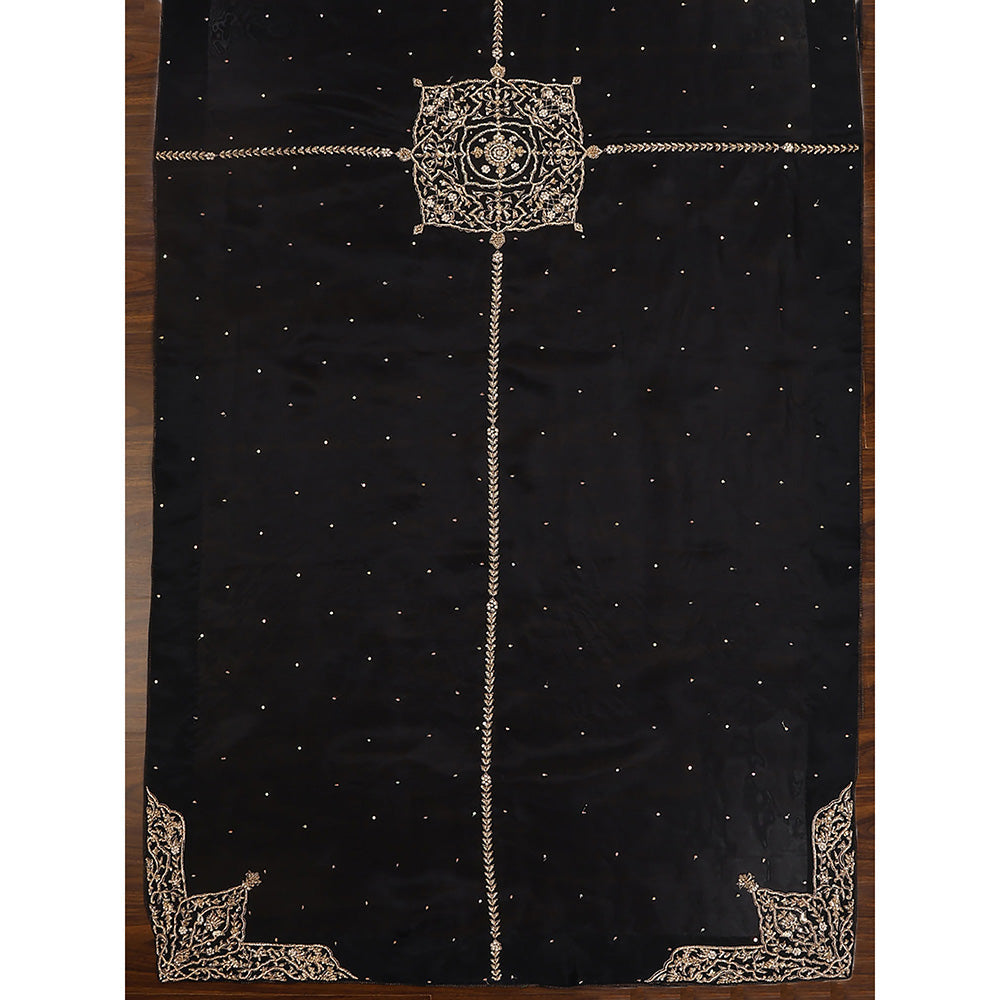 WeaverStory Black Embroidered Zardozi Dupatta