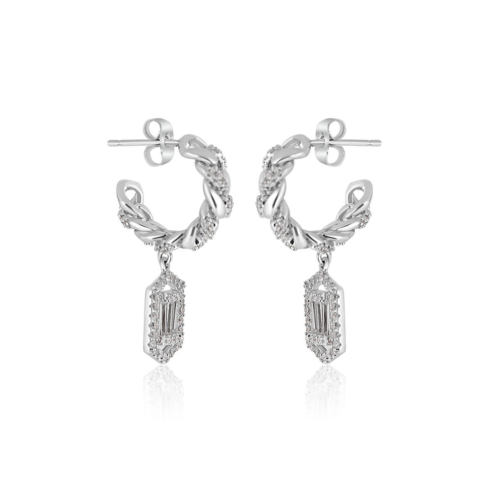 WRAPGAME INDIA Cuban and Baguette Drop Rasvata Earrings