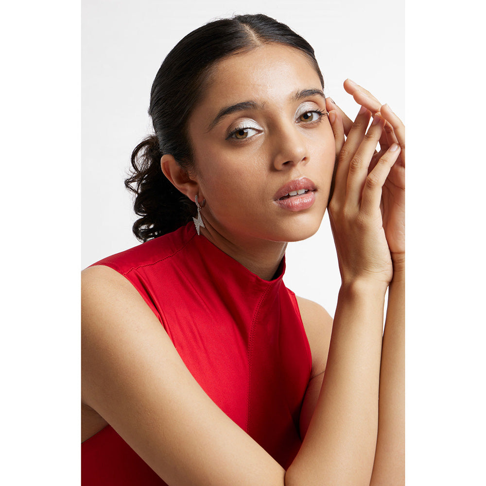 WRAPGAME INDIA White Stone Flash Earrings