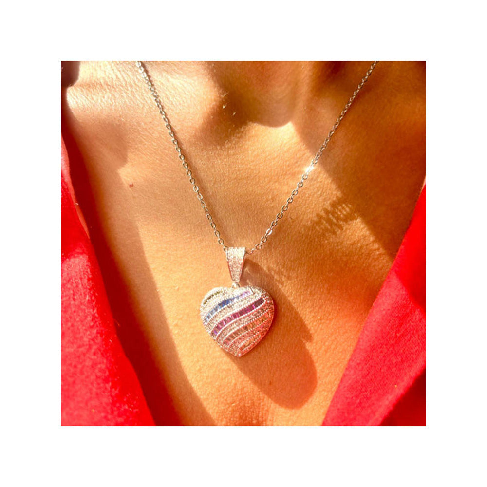 WRAPGAME INDIA Coloured Iced Heart Pendant Chain