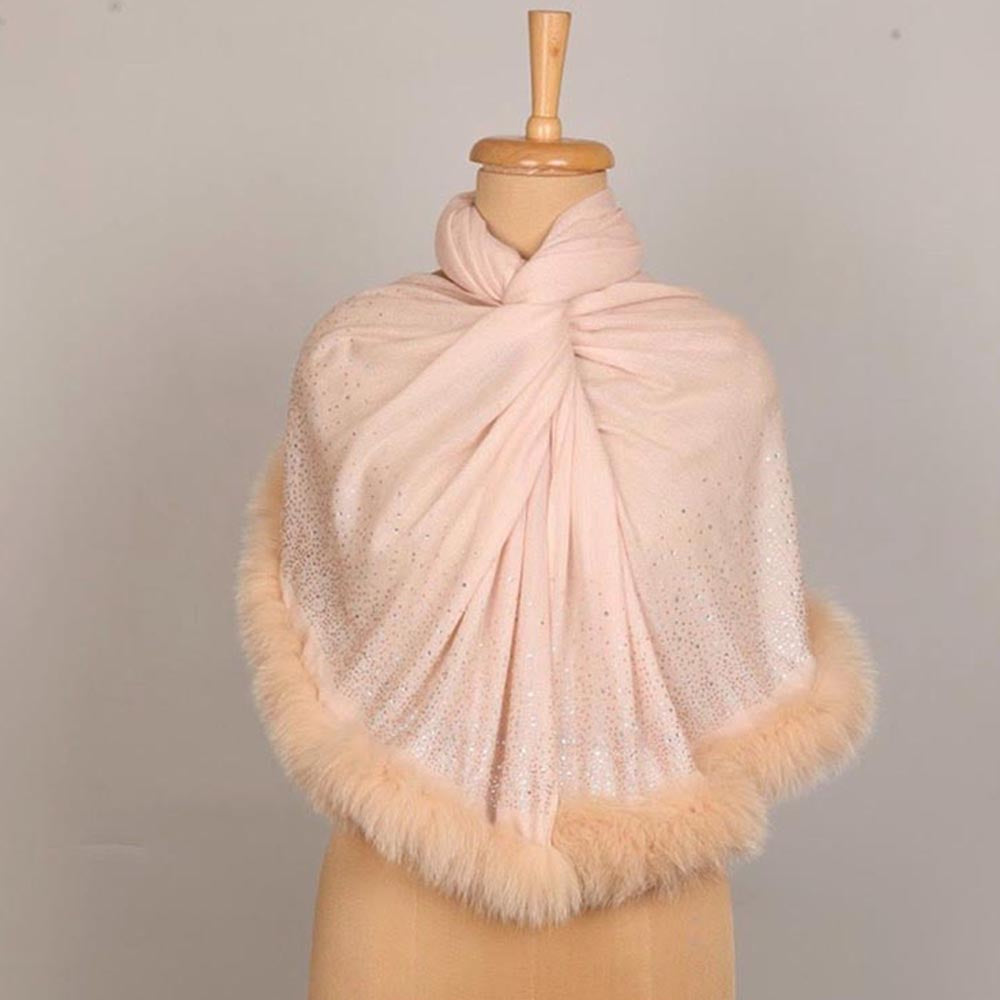 Wrapture By Suzanne Fur And Crystal In Pink Shawl