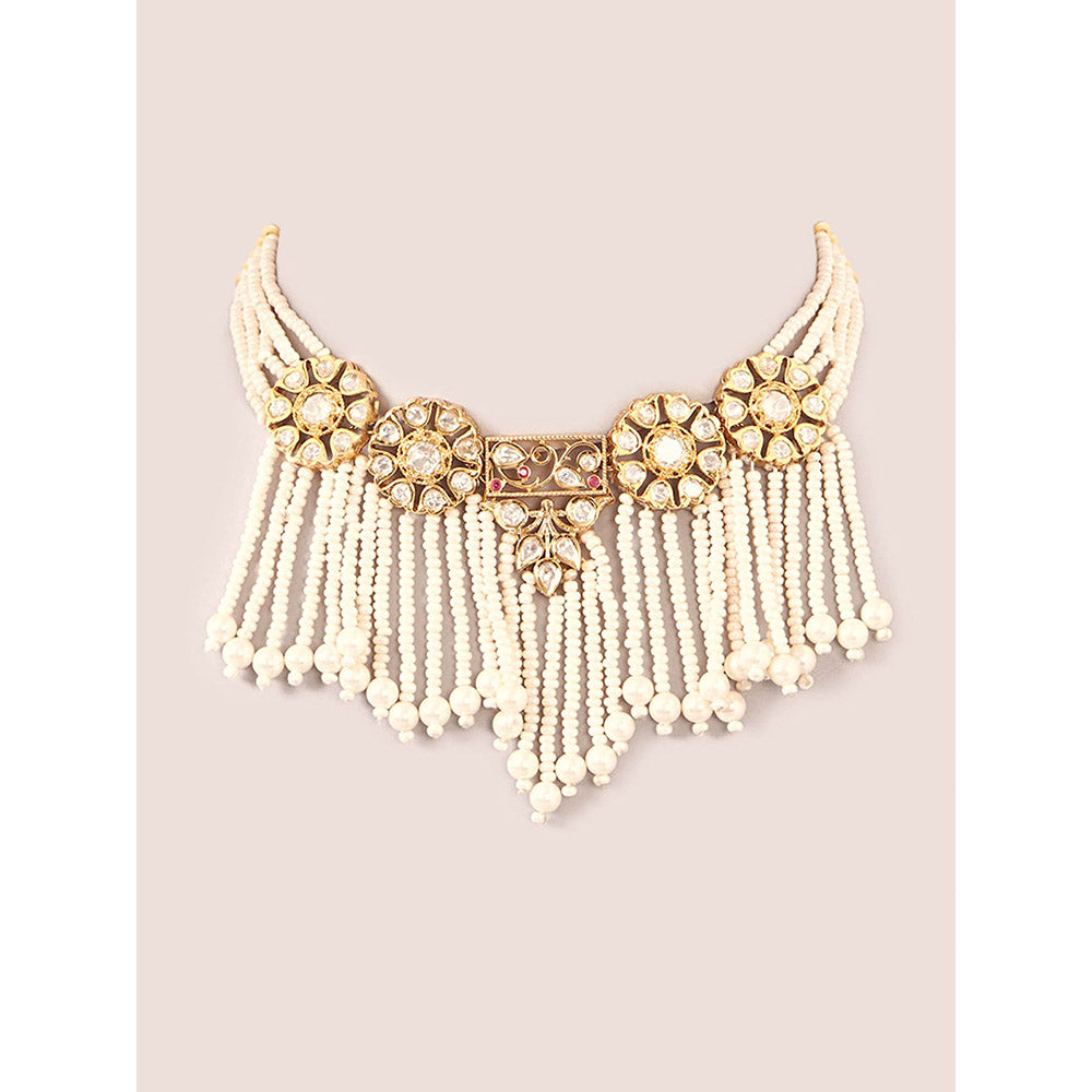 XAGO Le Isabel White Kundan Pearl Choker Necklace