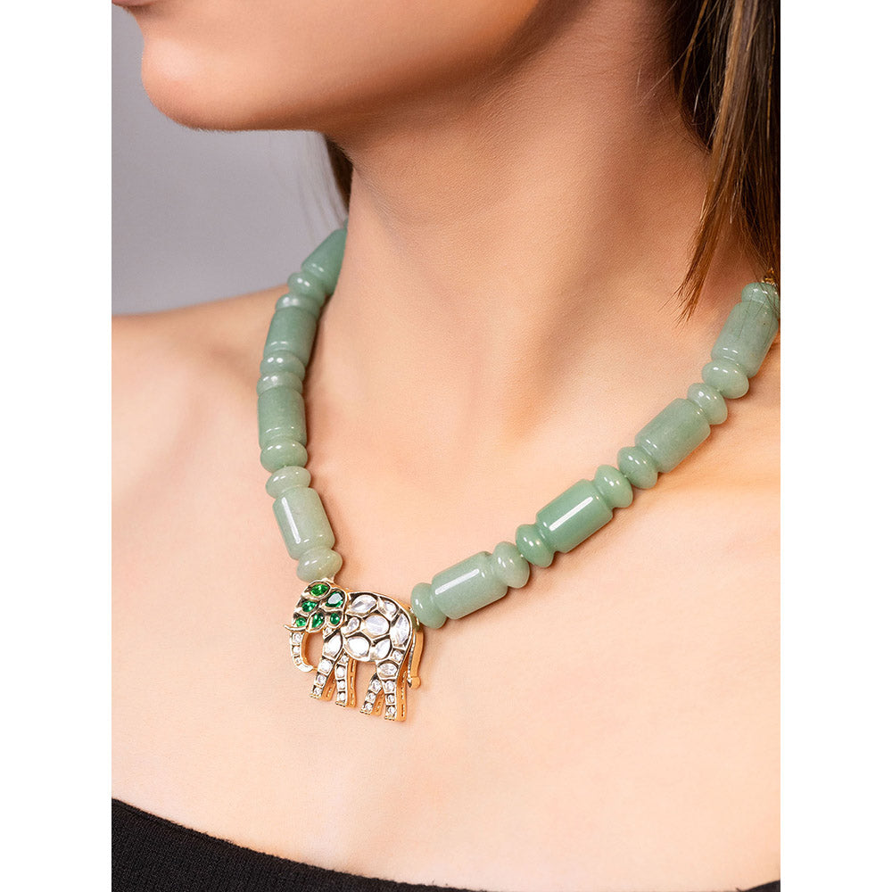 XAGO Le Eiran Sea Green Kundan Mossanite Necklace