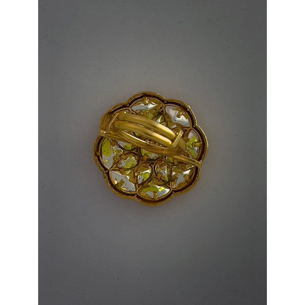 XAGO Le Iramo Gold-Plated Kundan Mossanite-Studded Adjustable Ring