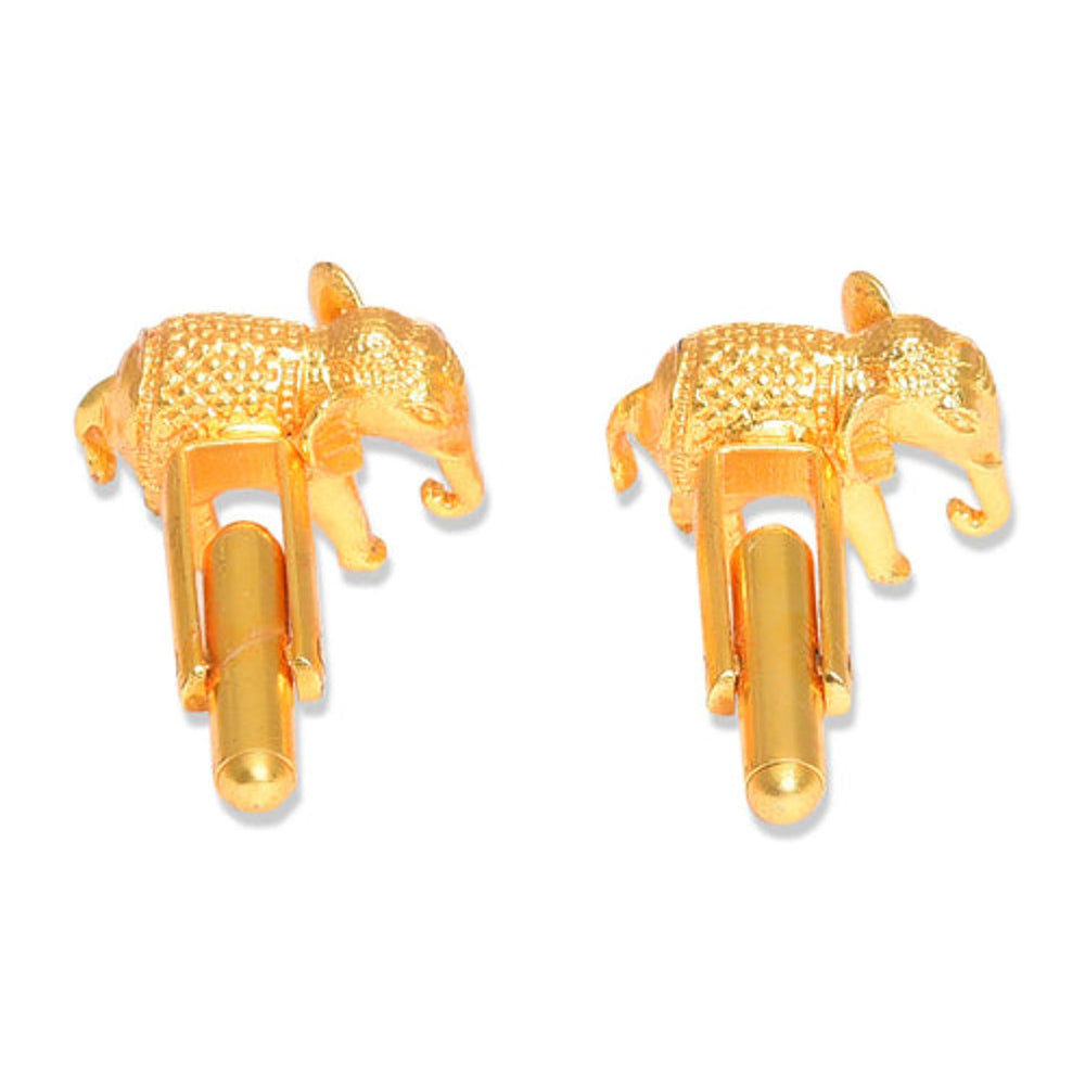 XAGO Gold Toned Elephant- Shaped Cufflinks