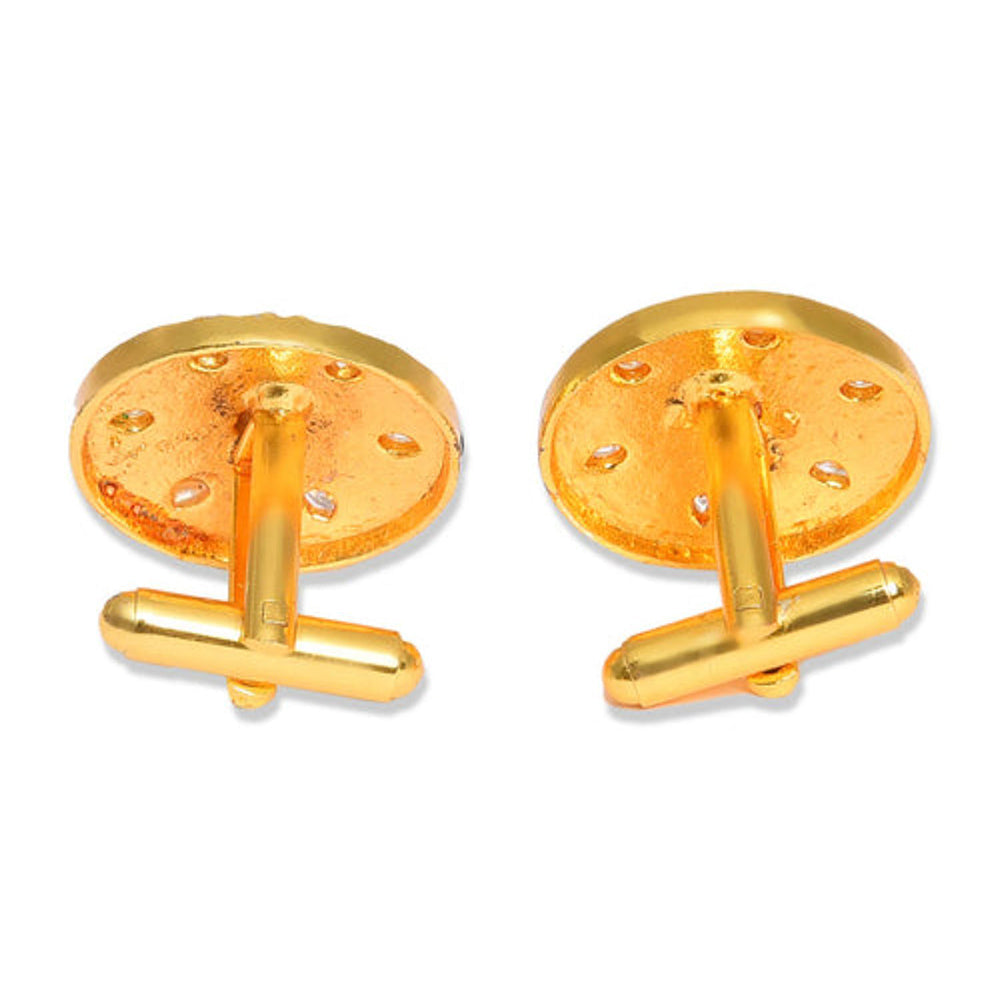 XAGO Gold Plated Black Floral-Shaped Cufflinks