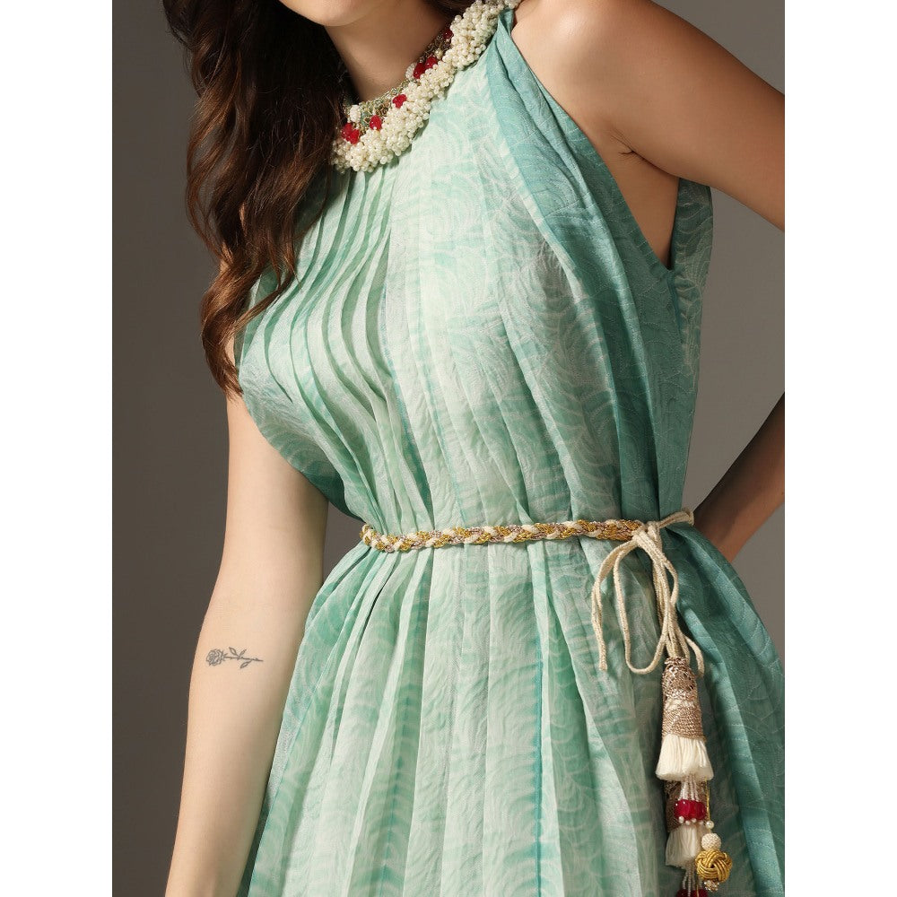 YASHODHARA Eco Green High Neck Kurti Set (Set of 3)