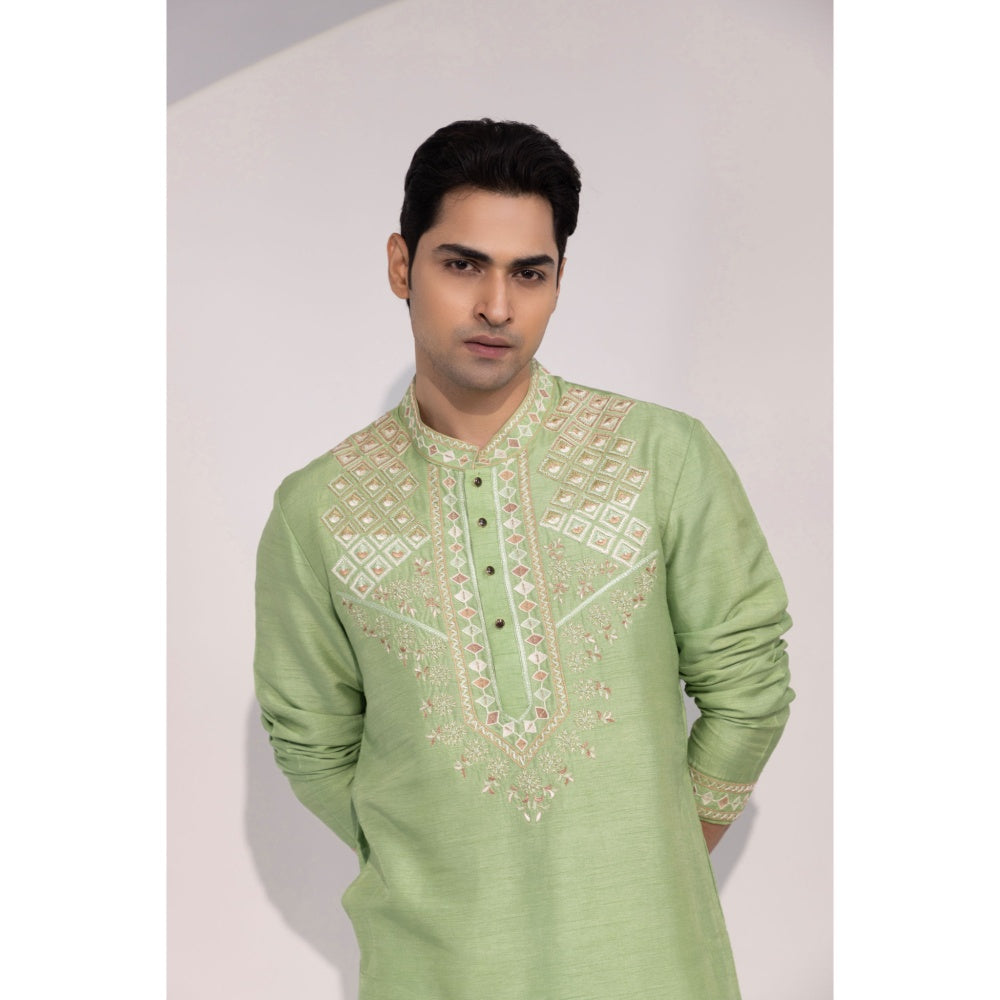 YOSEBA Mehfil Mint Embroidered Kurta with Pant