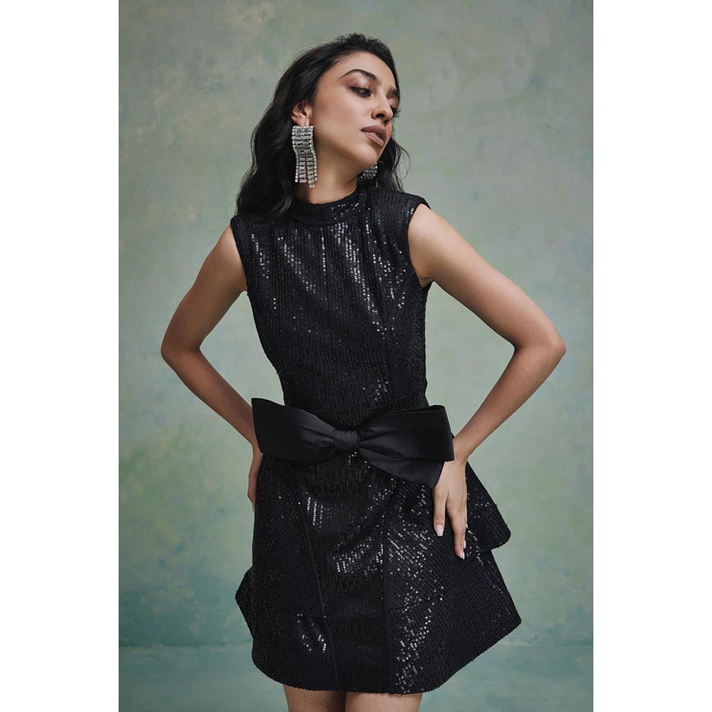 ZABELLA Black Sara Structured Mini Dress