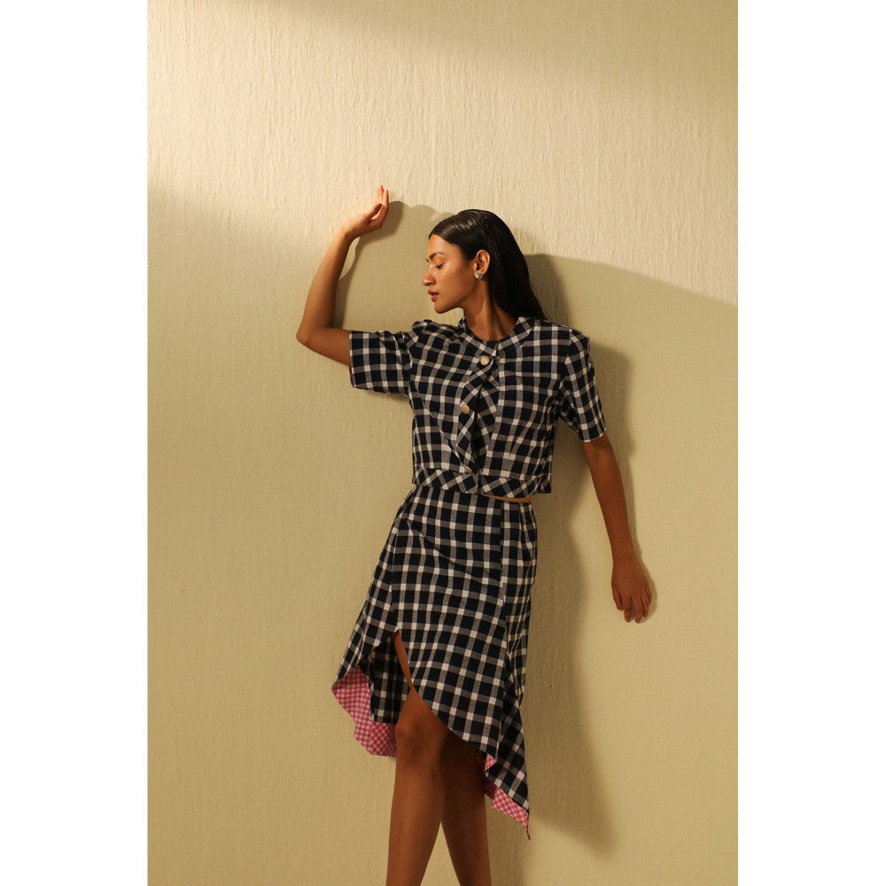 Zaitra Blue & White Check Top