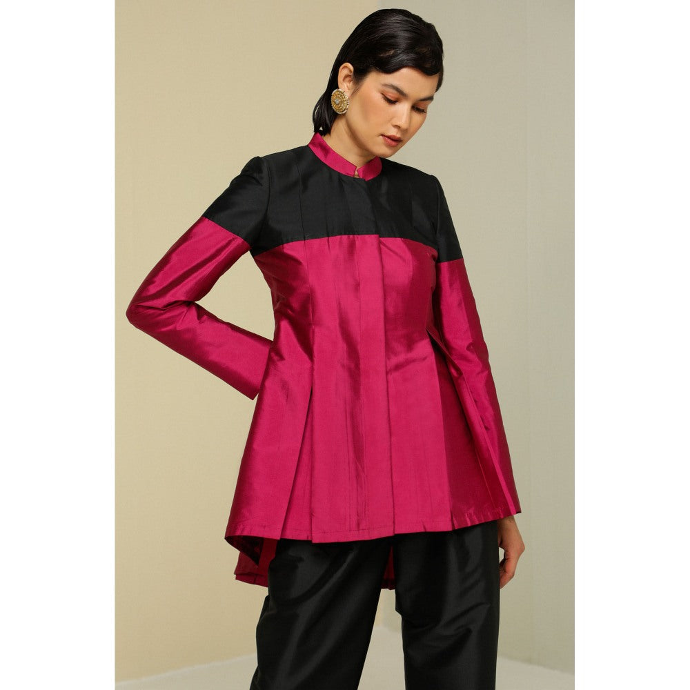 Zaitra Plum Band Collar Jacket