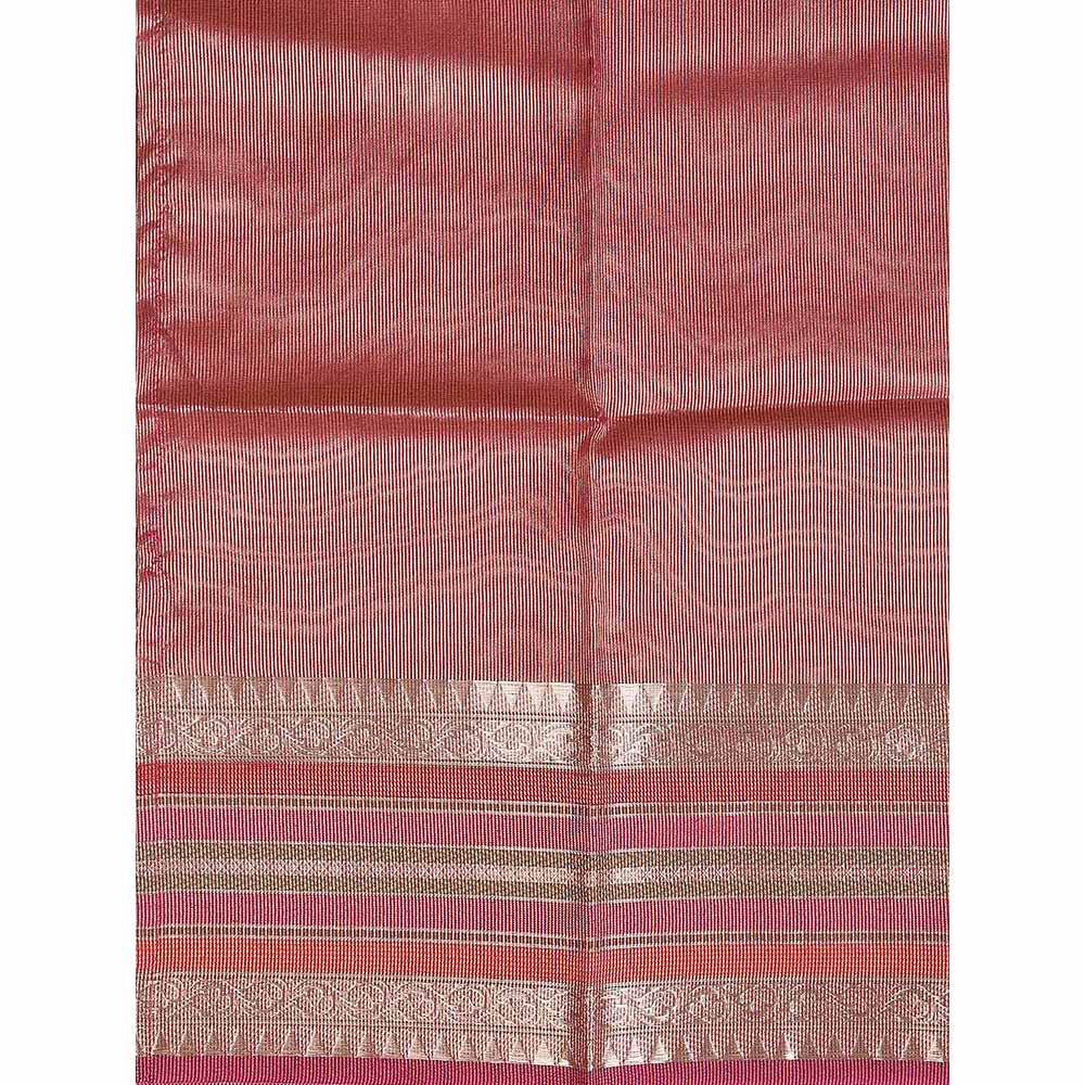 Zal from Benaras Beige Pure Tissue Silk Banarasi Handloom Saree without Blouse