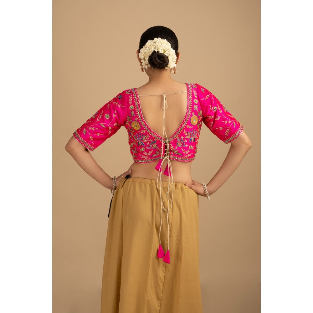 Zal from Benaras Yellow Pure Organza Zari Silk Banrasi Saree with Stitched Blouse