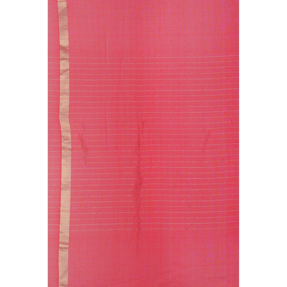 Zal from Benaras Hot Pink Zari Lining Pure Organza Silk Banarasi Handloom Dupatta