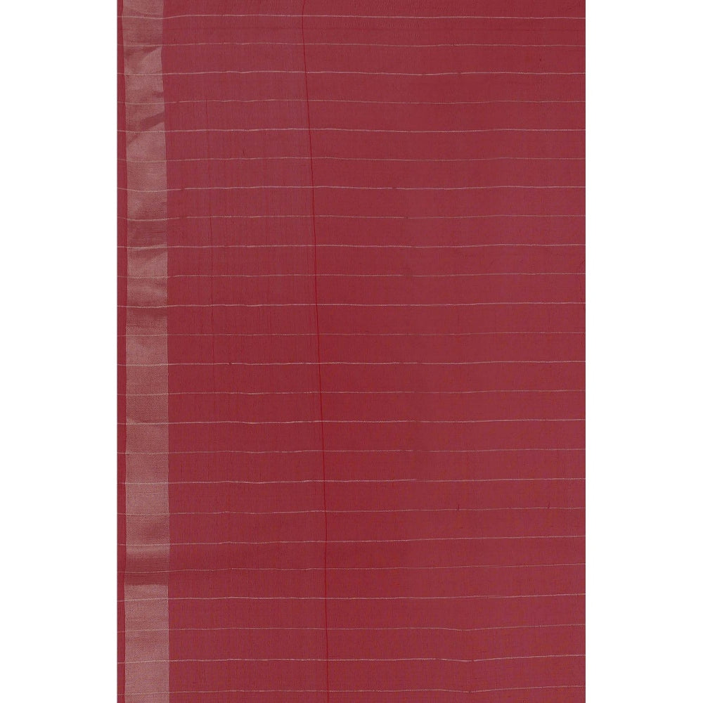 Zal from Benaras Maroon Zari Lining Pure Organza Silk Banarasi Handloom Dupatta