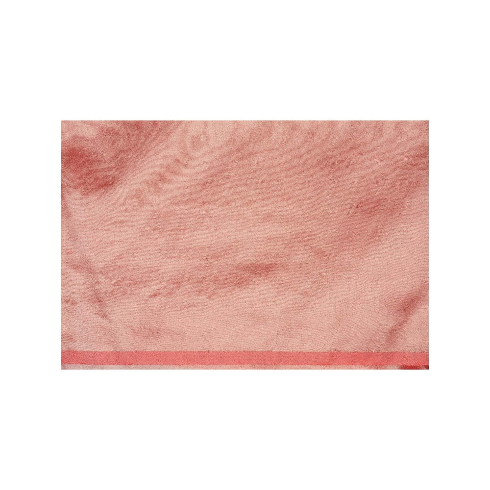 Zal from Benaras Red Pure Tissue Plain Banaras Handloom Saree without Blouse