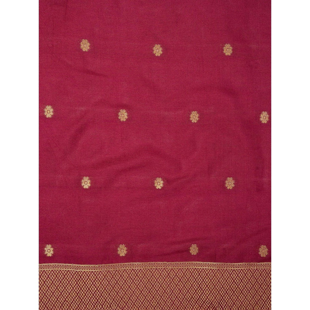 Zal from Benaras Maroon Pure Katan Silk Banarasi Handloom Saree Without Blouse
