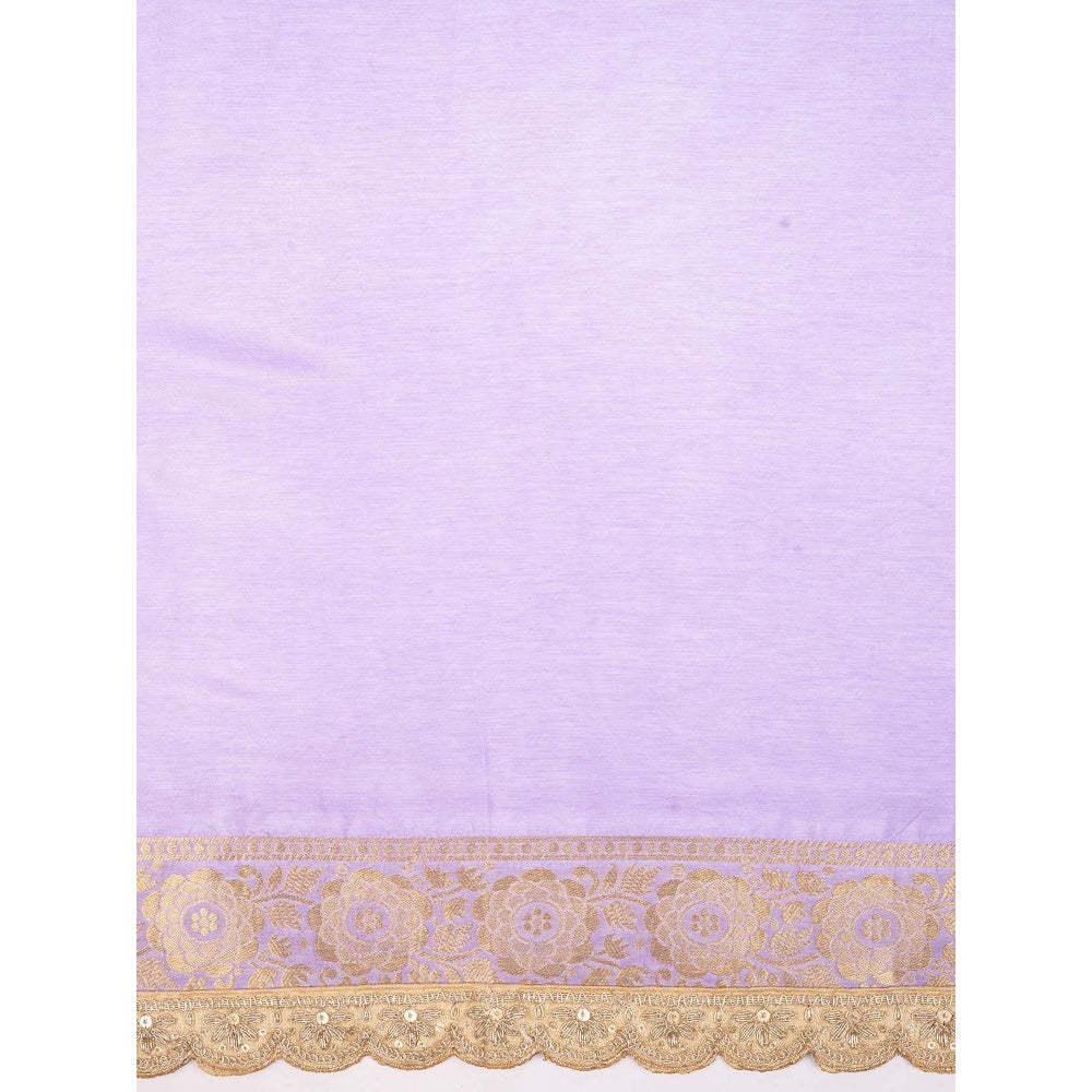 Zal from Benaras Light Lavender Pure Silk Banarasi Patola Handloom Saree Without Blouse