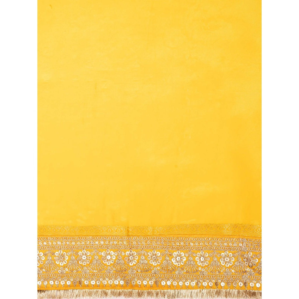 Zal from Benaras Yellow Pure Katan Silk Banarasi Handloom Saree Without Blouse
