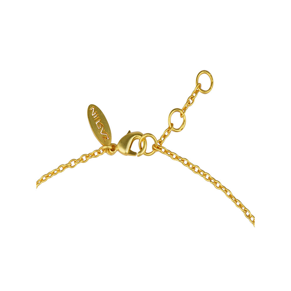 ZARIIN 22Kt Gold Plated White Shell Pearl Glam Pendant Necklace