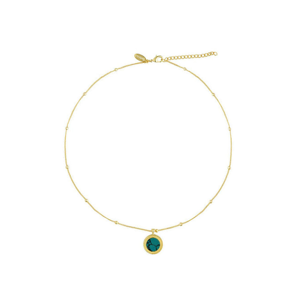 ZARIIN Harmony Pendant Necklace And Stud Earrings Set - Turquoise