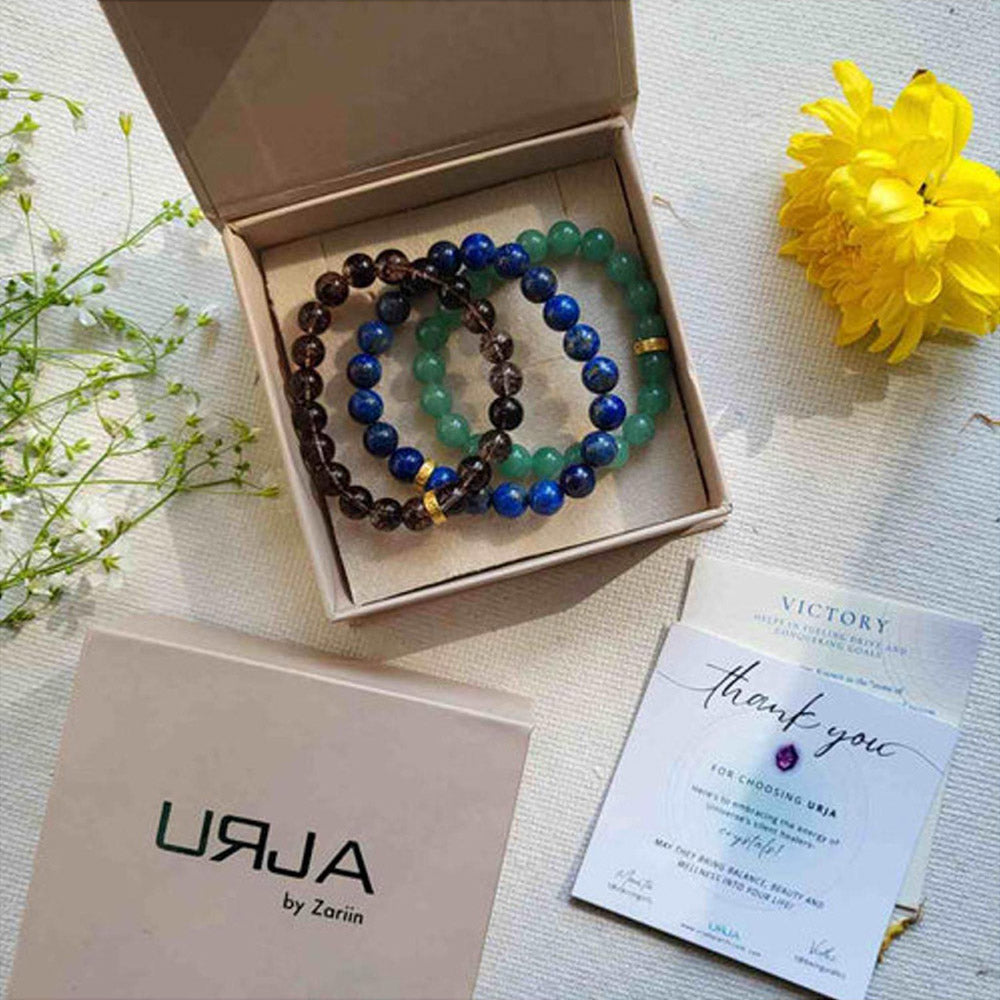 ZARIIN Bracelet Set For Success In Academics, Luck And Victories - Green Aventurine