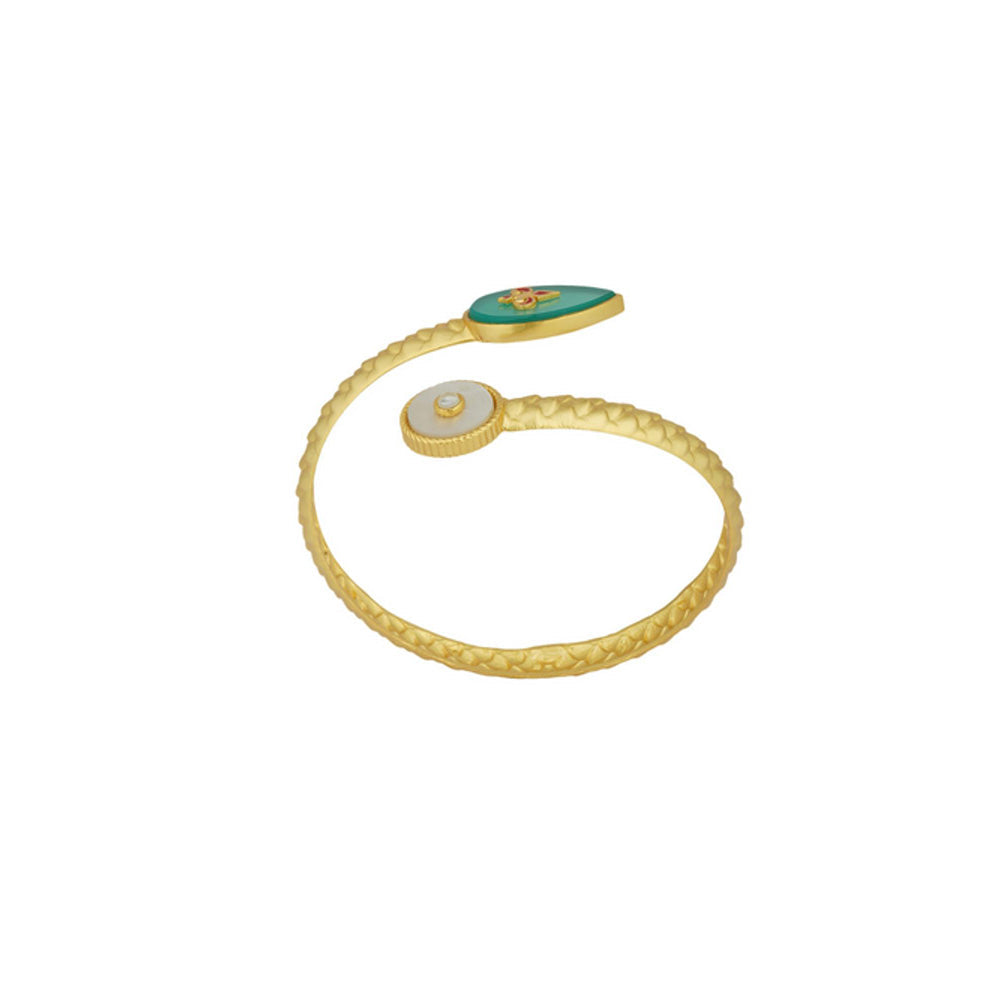 ZARIIN Old Meets New Green Onyx Cuff Bracelet