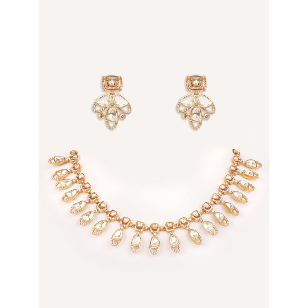 Zevar By Geeta Kanira Moissanite Necklace With Pair Of Earring