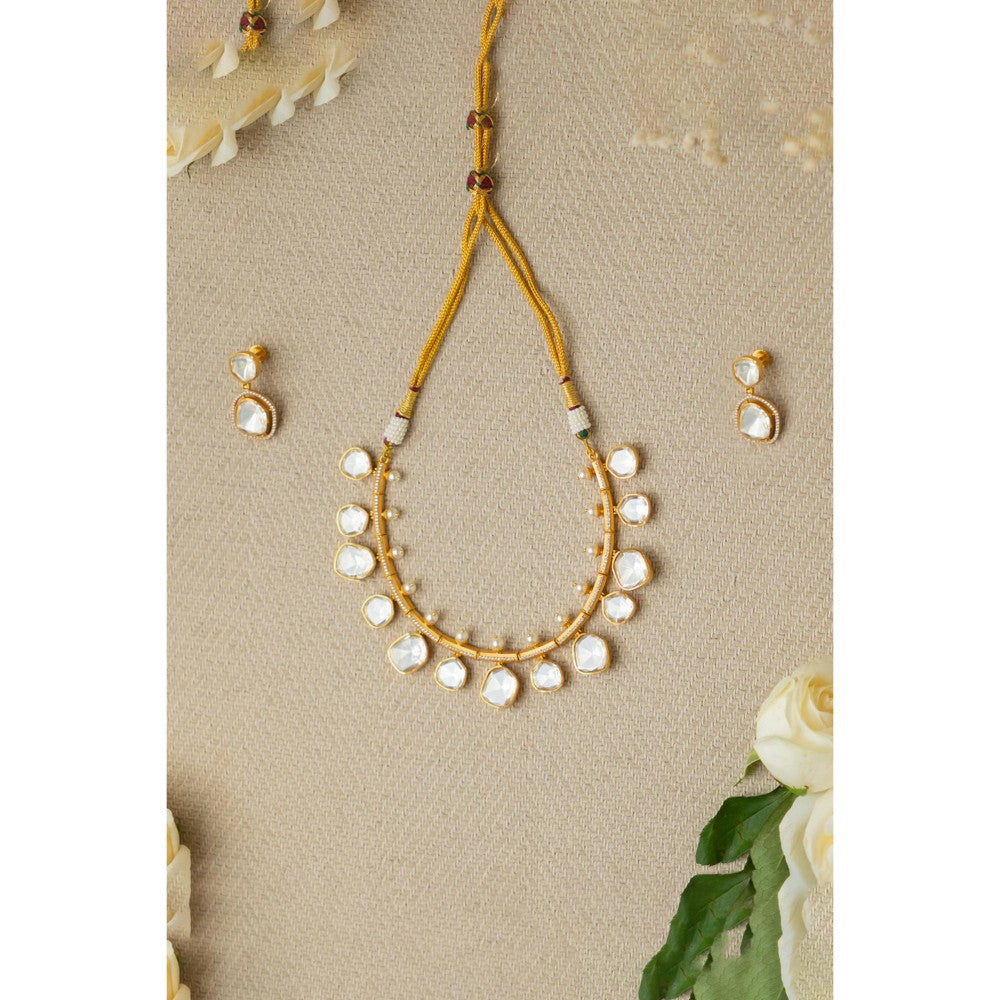 Zevar By Geeta White Indi Moissanite Necklace and Pair Of Earrings