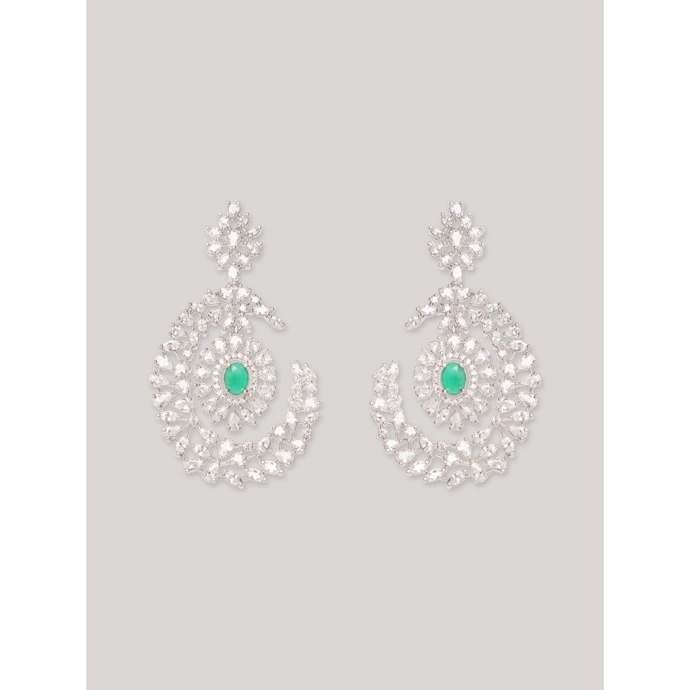 Zevar By Geeta Green Harsha Diamond Statement Danglers Earrings