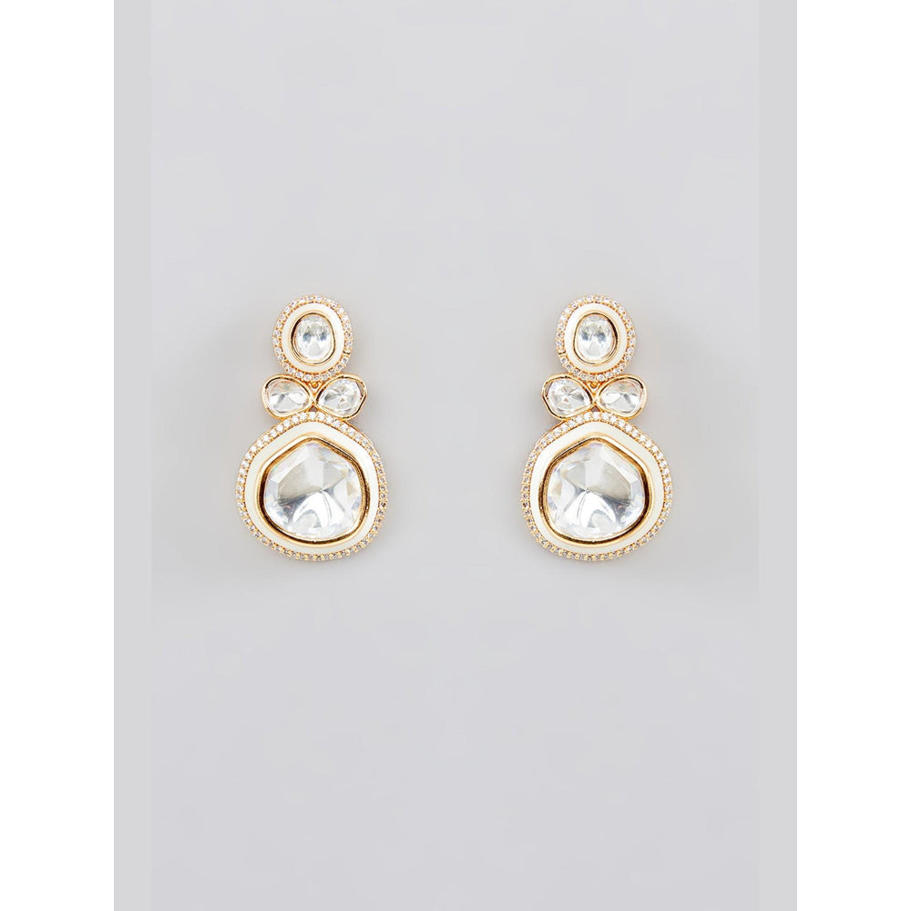 Zevar By Geeta Gold Zaya Kundan Necklace and Pair Of Earrings