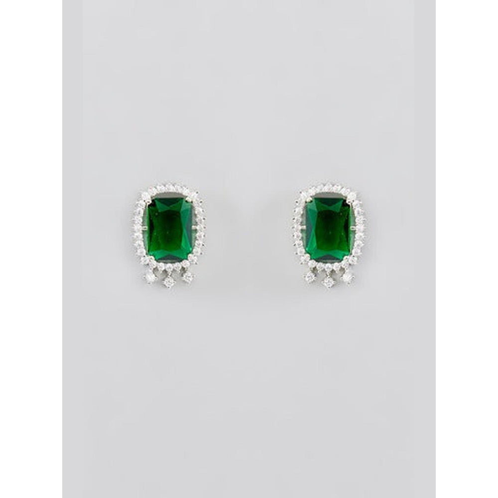 Zevar By Geeta Naira Green Emerald Diamond Choker with Pair Of Earrings