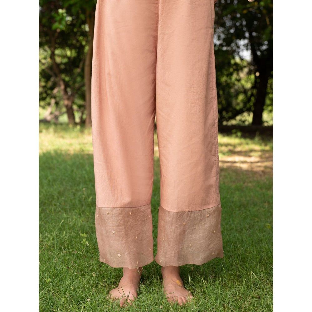 Zoon A Dusky Pink Embroidered-Sequined Kurta with Pant and Cotton Muslin Slip (Set of 3)