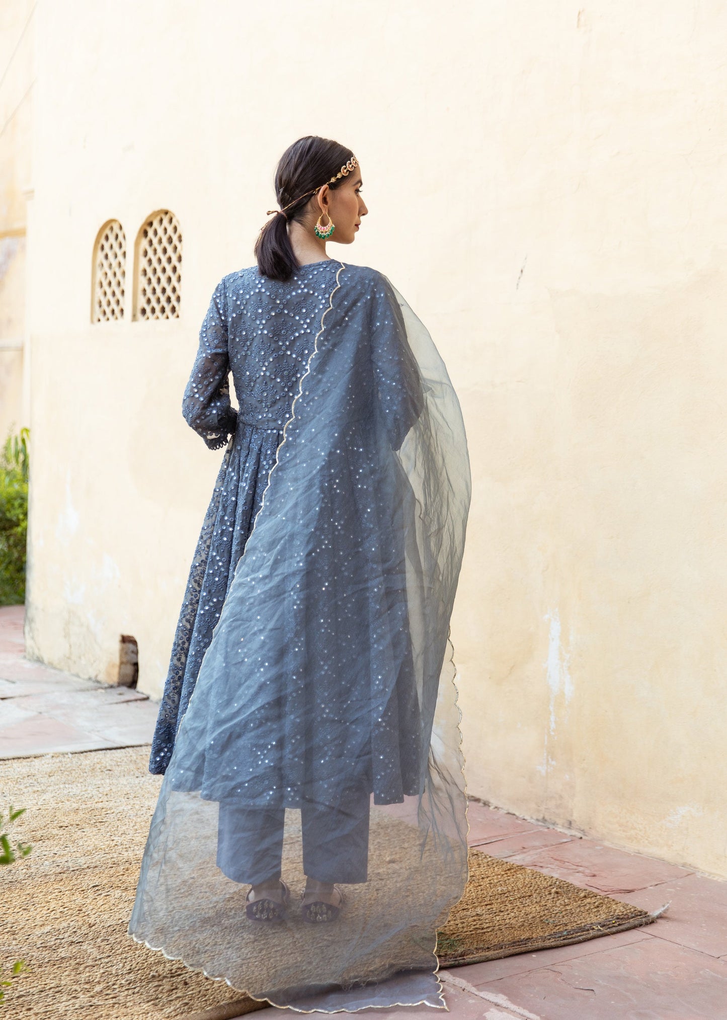 Damini Grey Anarkali Set