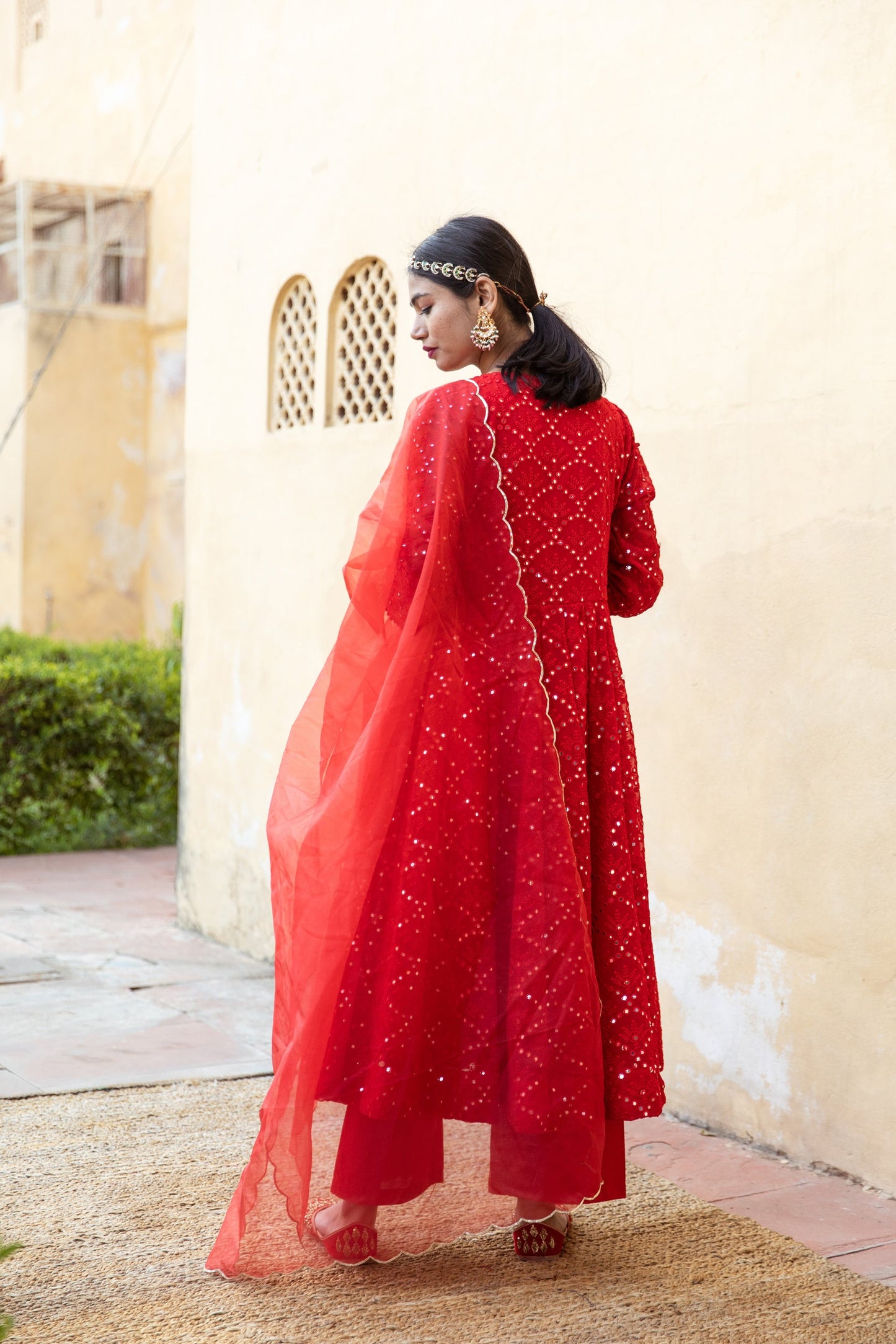 Damini Red Anarkali Set