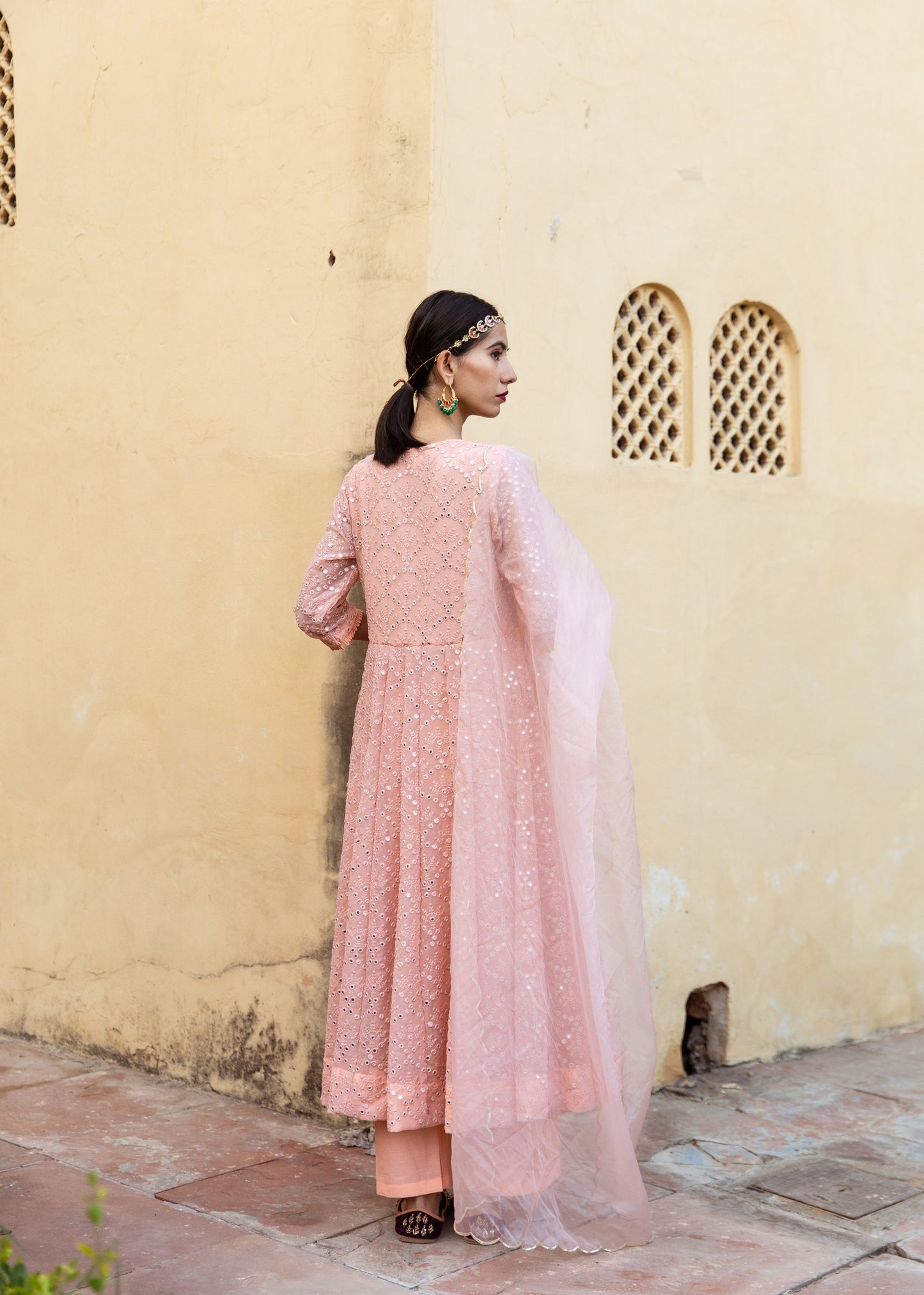Damini Peach Anarkali Set