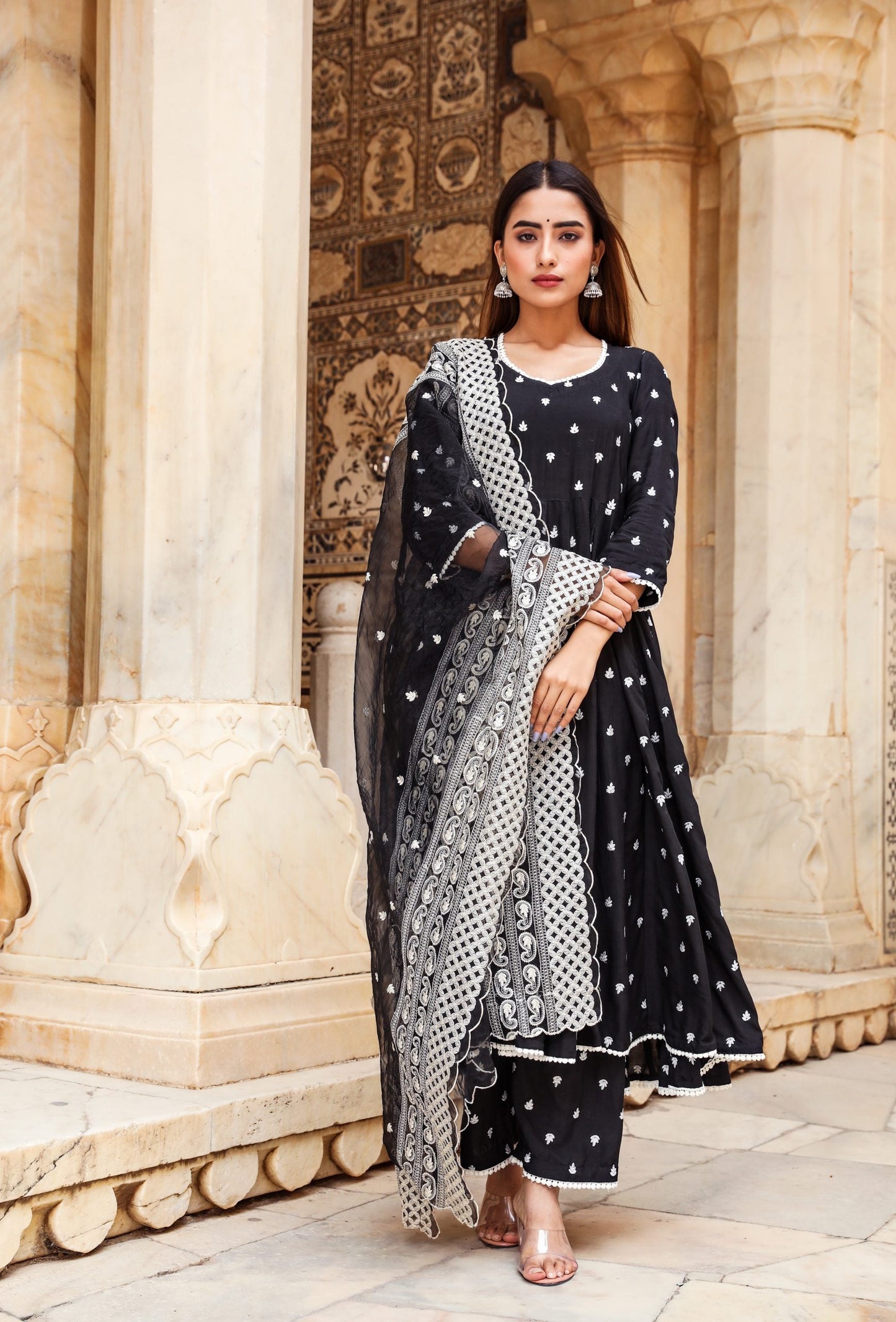 Hairat Black Anarkali Set