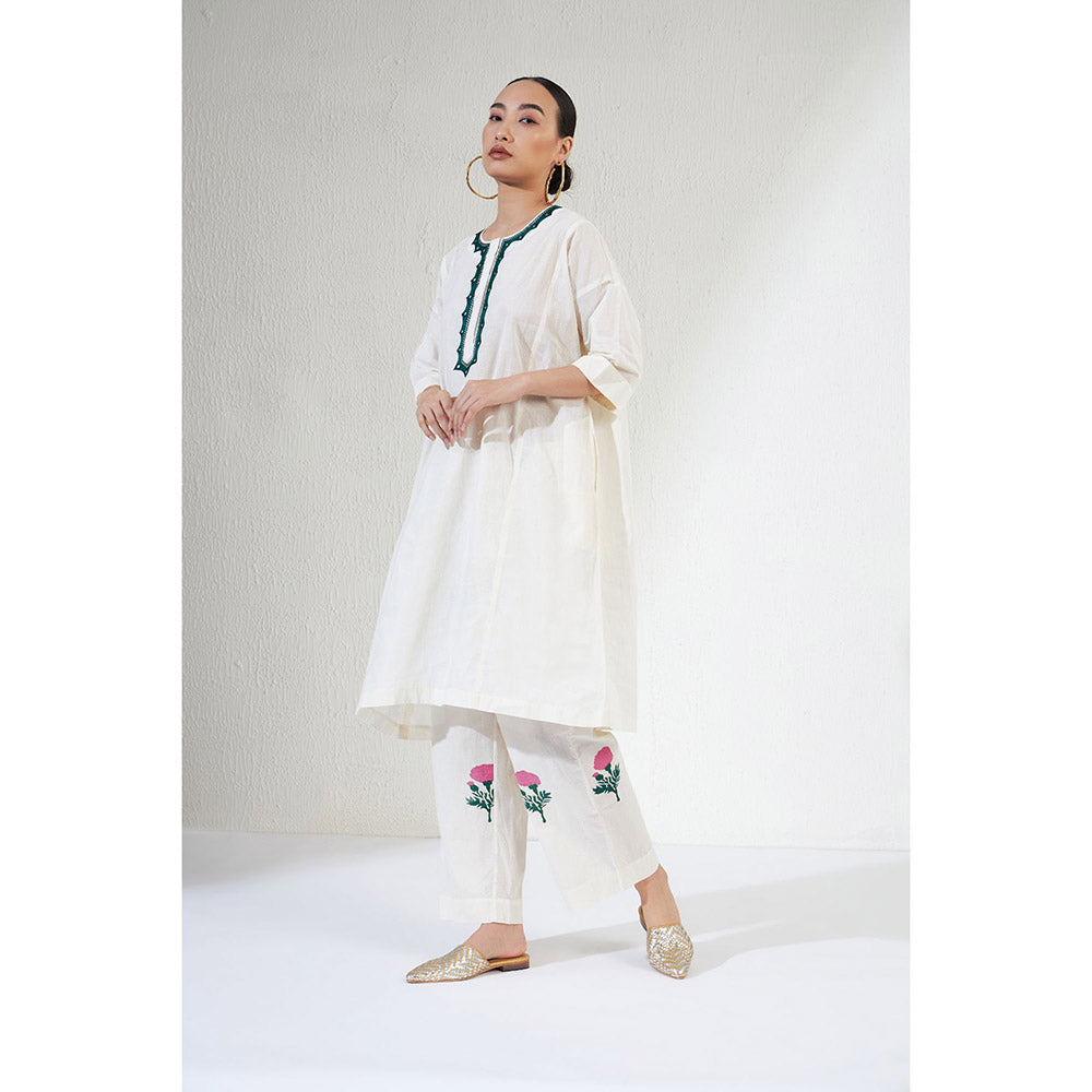 Aavidi By Dimple Zara Off White Embroidered Co-ord (Set of 2)