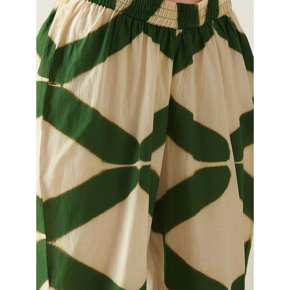 Aavidi By Dimple Green Clamp Printed Embroidered Co-Ord (Set of 2)