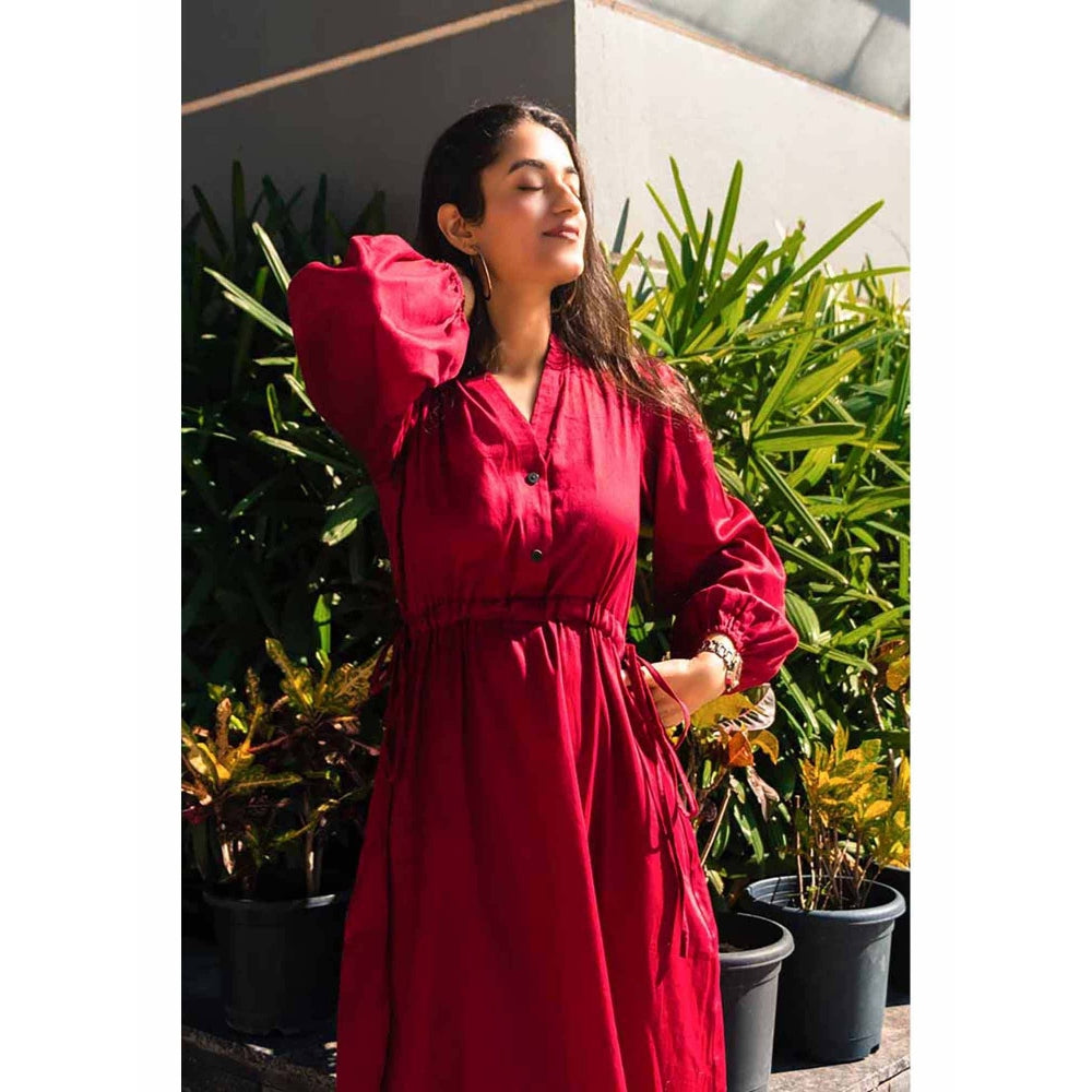 AlterEGO Drawstring Red Shirt Midi