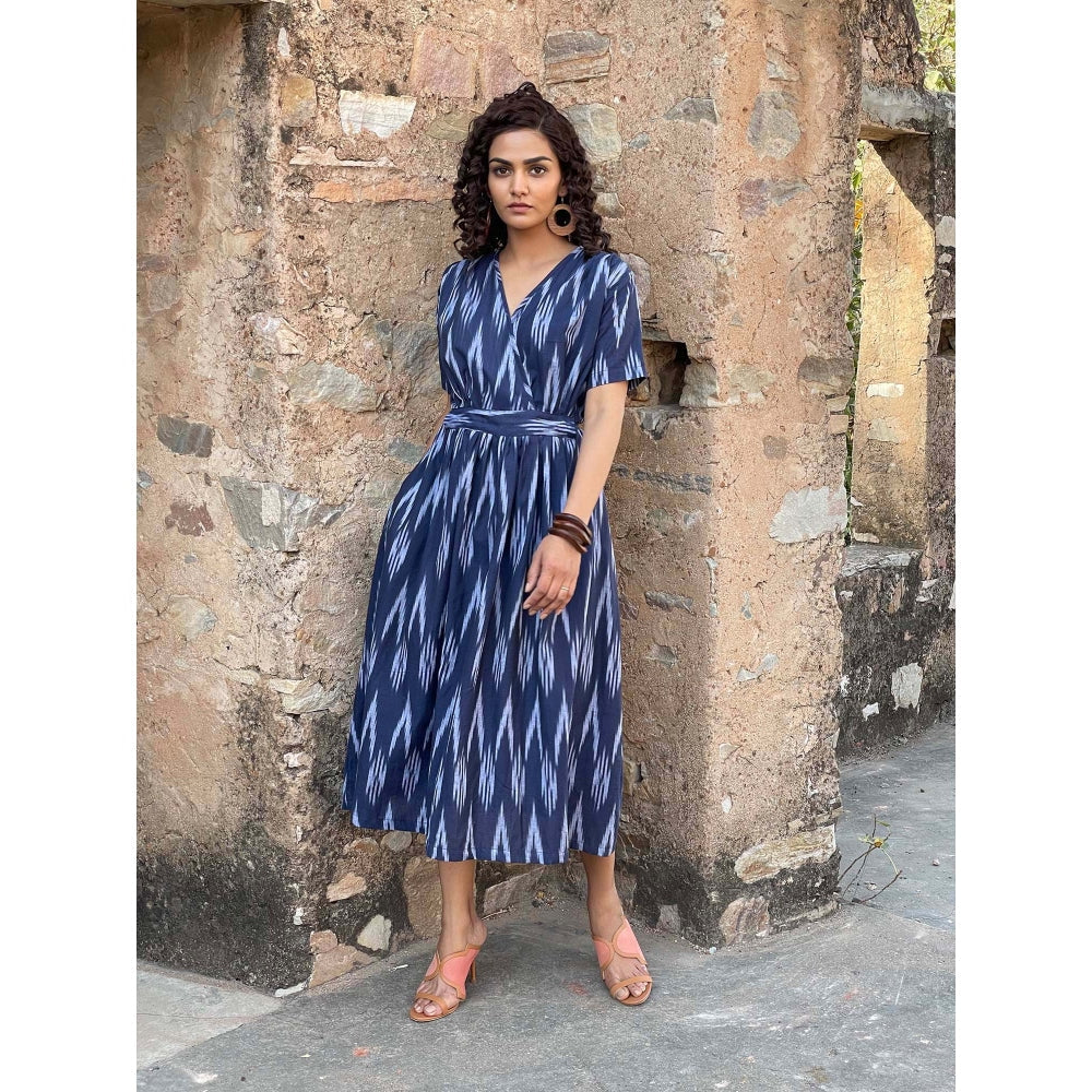 AlterEGO Tie Up Blue Ikat Midi