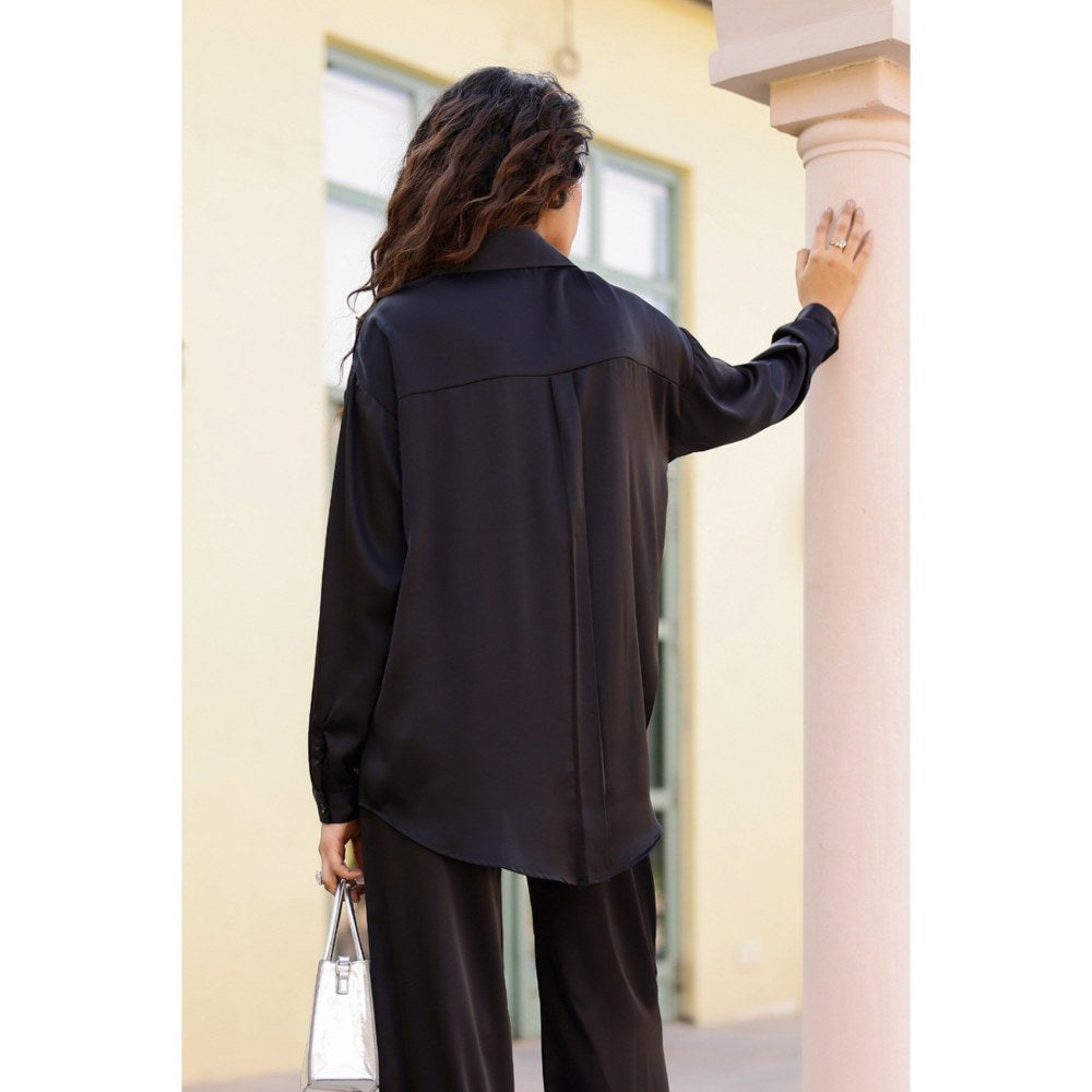 AlterEGO Iris Unbasic Satin Silk Black Shirt