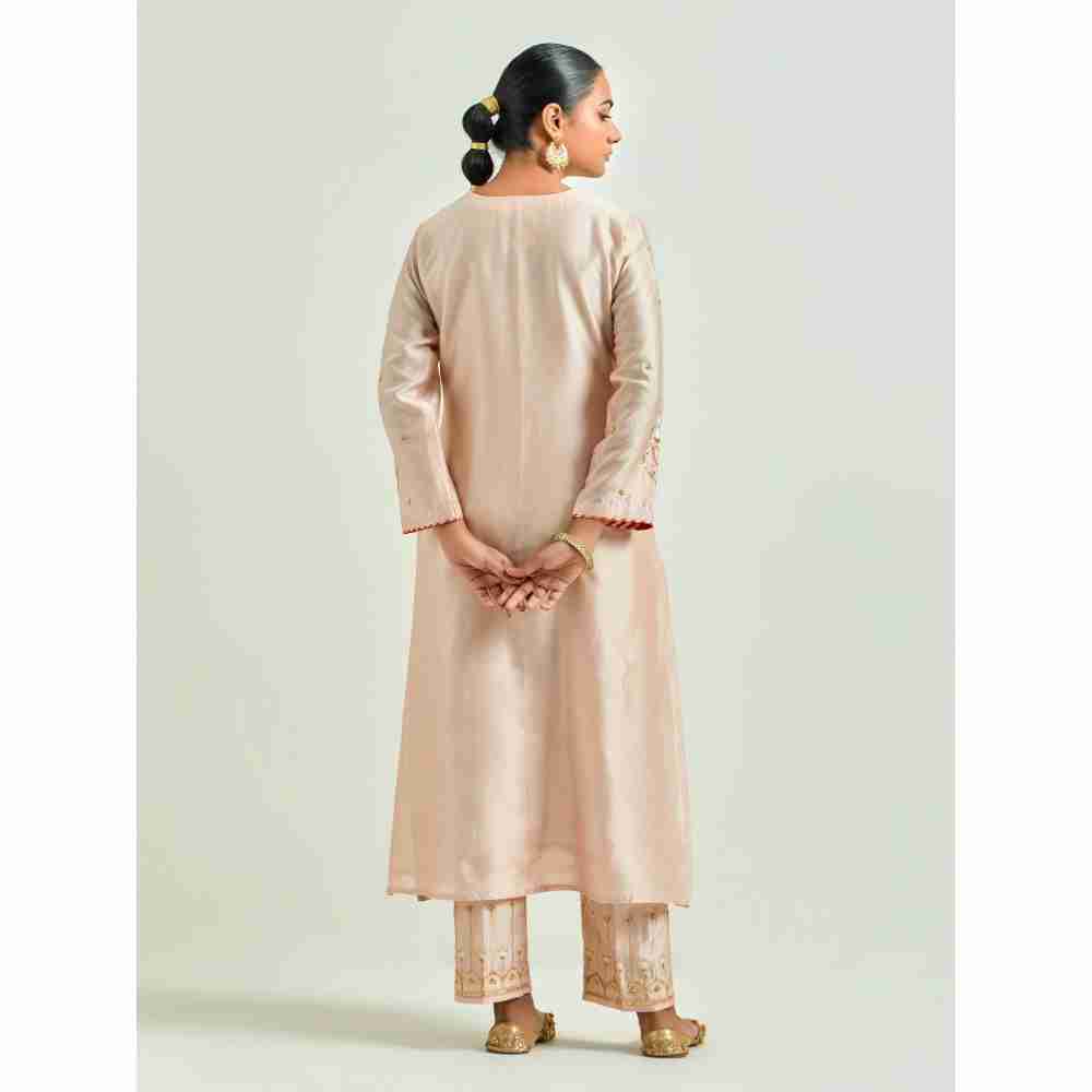 Anantaa by Roohi Trehan Beige Hand Embroidered Silk Chanderi Kurta with Gota