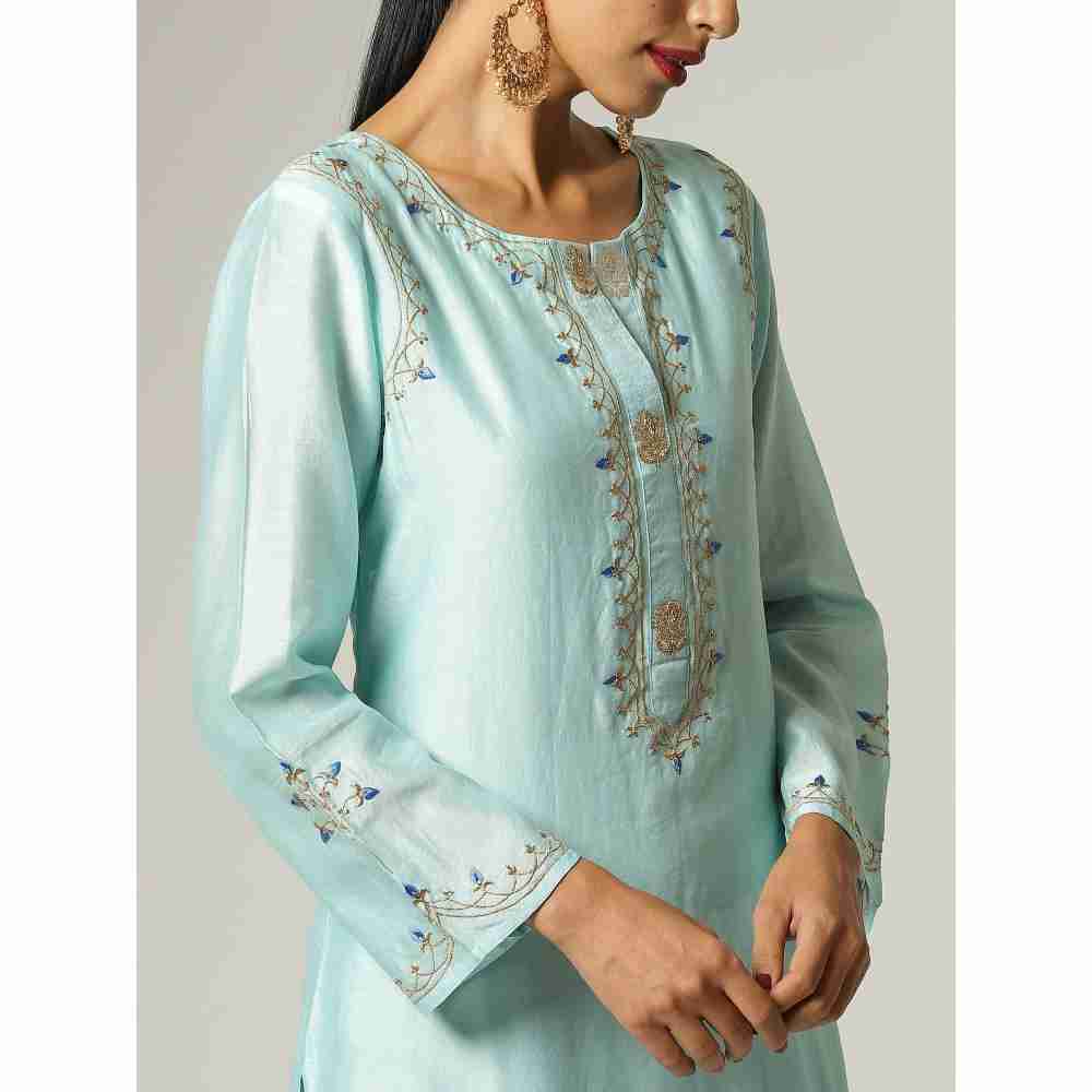 Anantaa Blue Silk Chanderi Embroidery Kurta